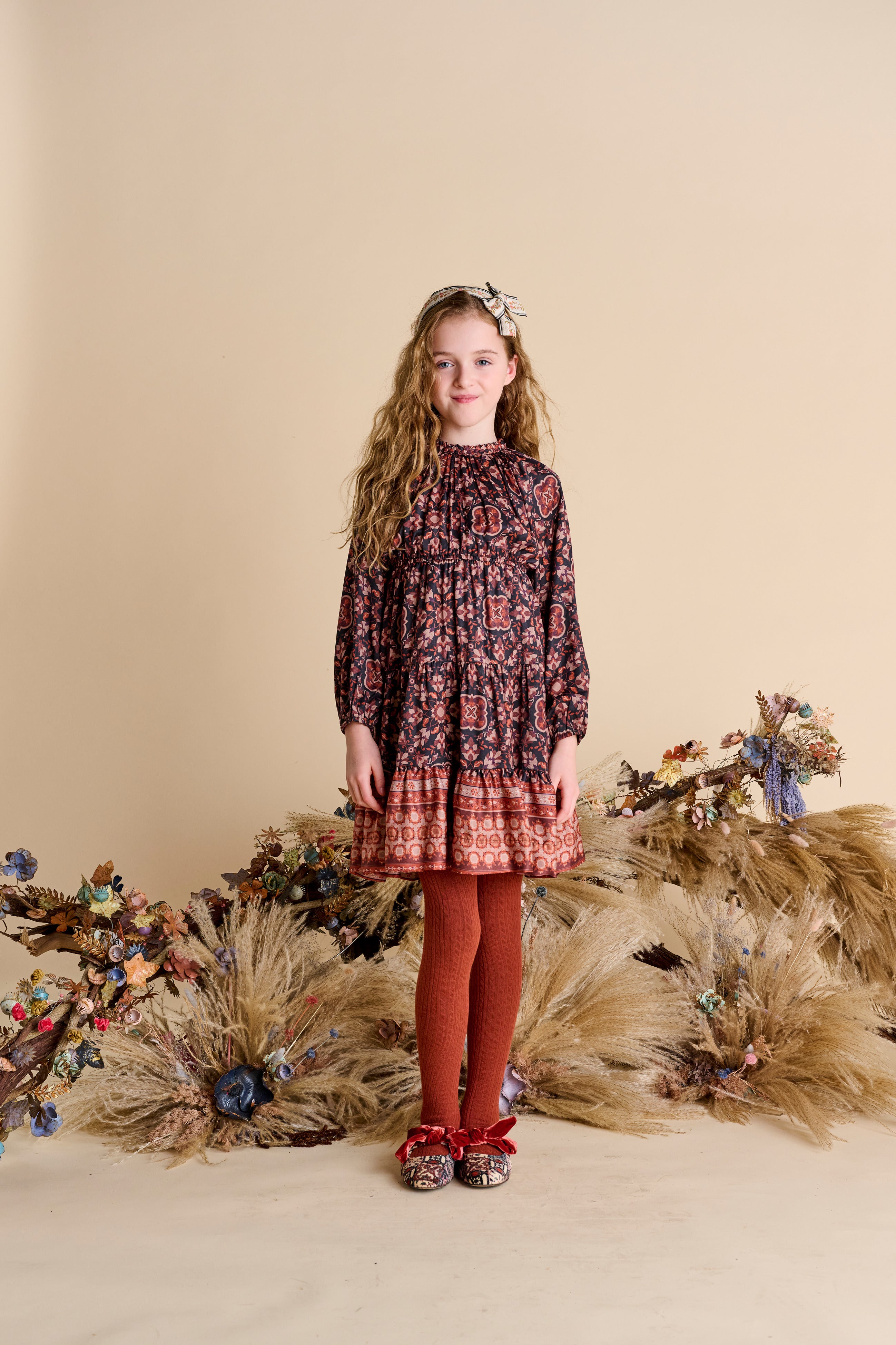 Porter Orange and Brown Printed Dress
