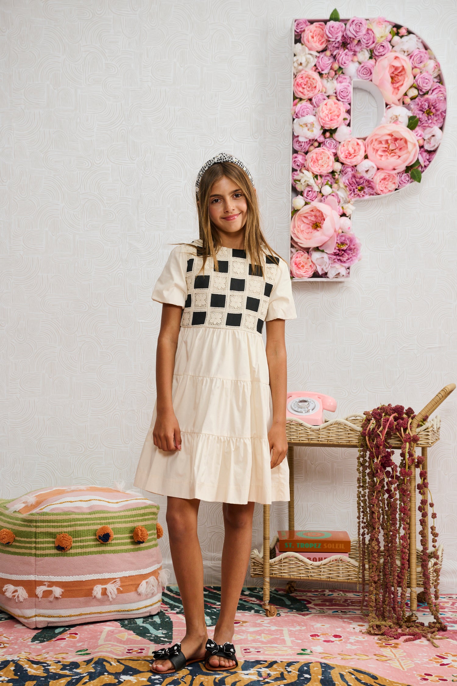 Porter Tan Tiered Black Dress