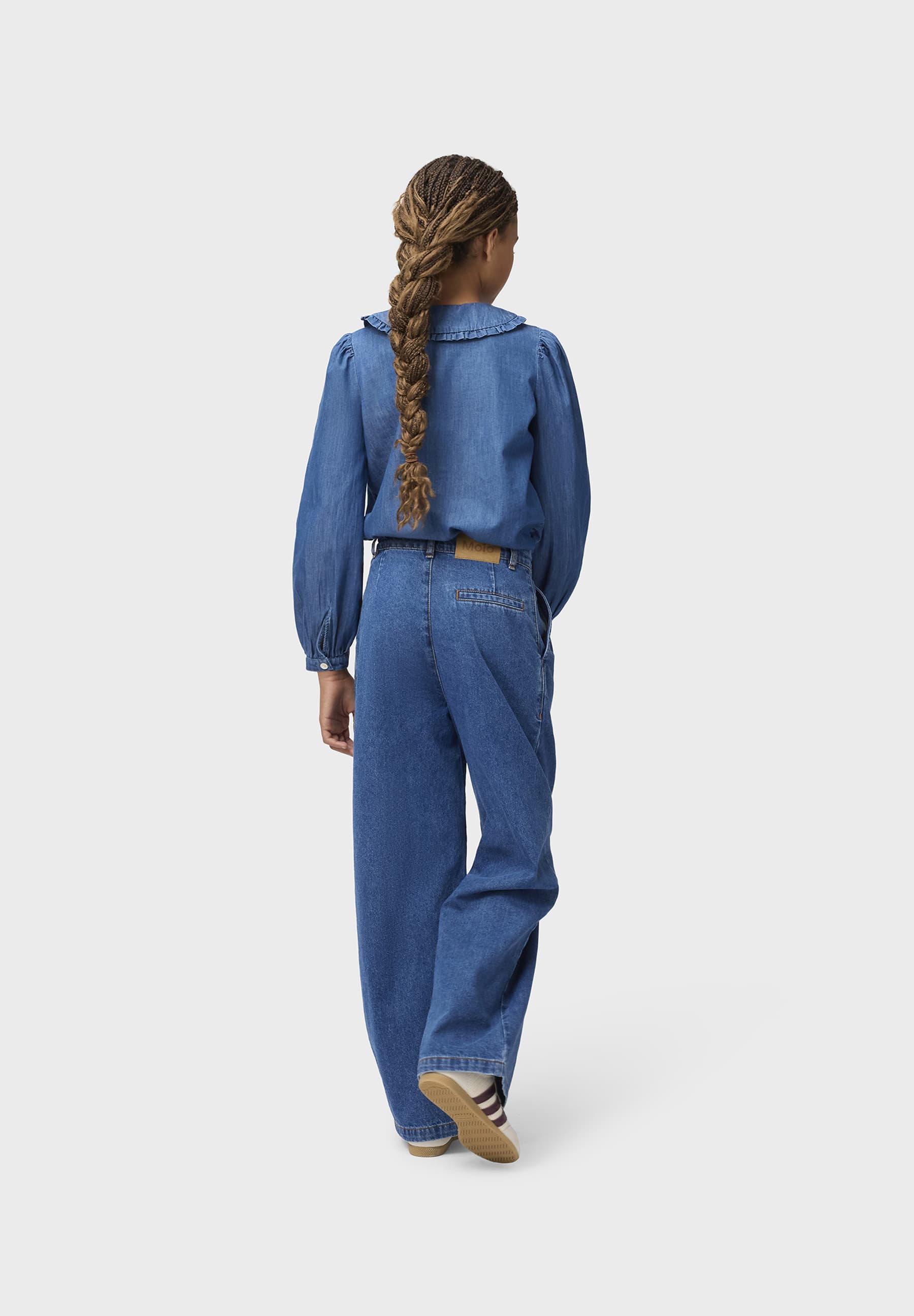 Molo Girls Robbin Mid Blue Wash Long Sleeve Shirt