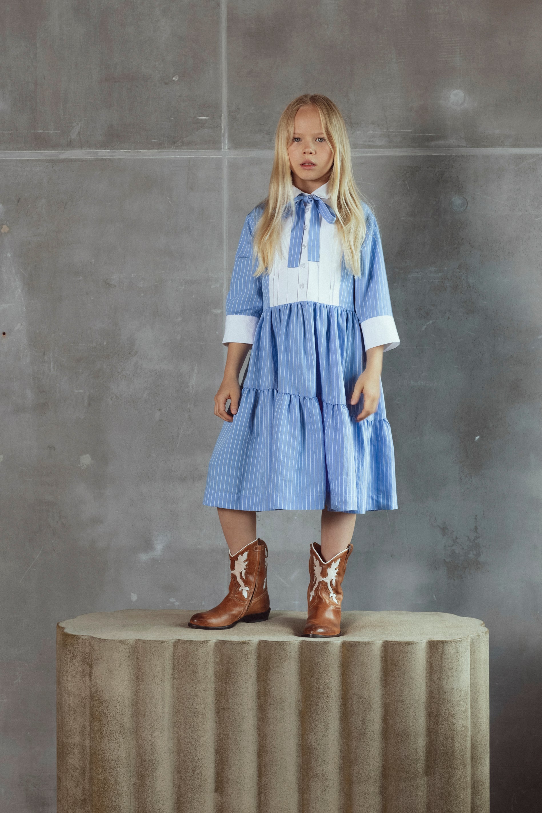 Unlabel Sky Blue Satin Dress with Tie