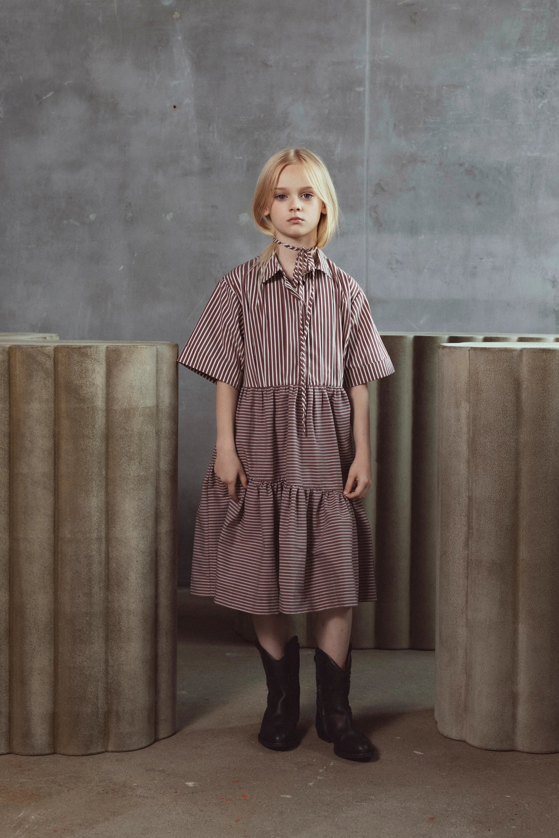 Unlabel Ava Dress-Ruby/Milk Stripes