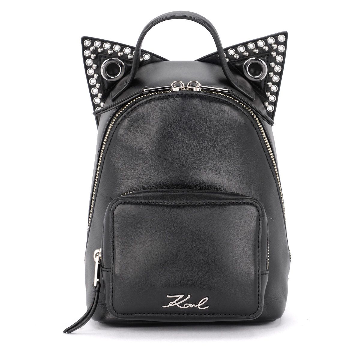 Karl Lagerfeld Black Shiny Cat Ears Backpack