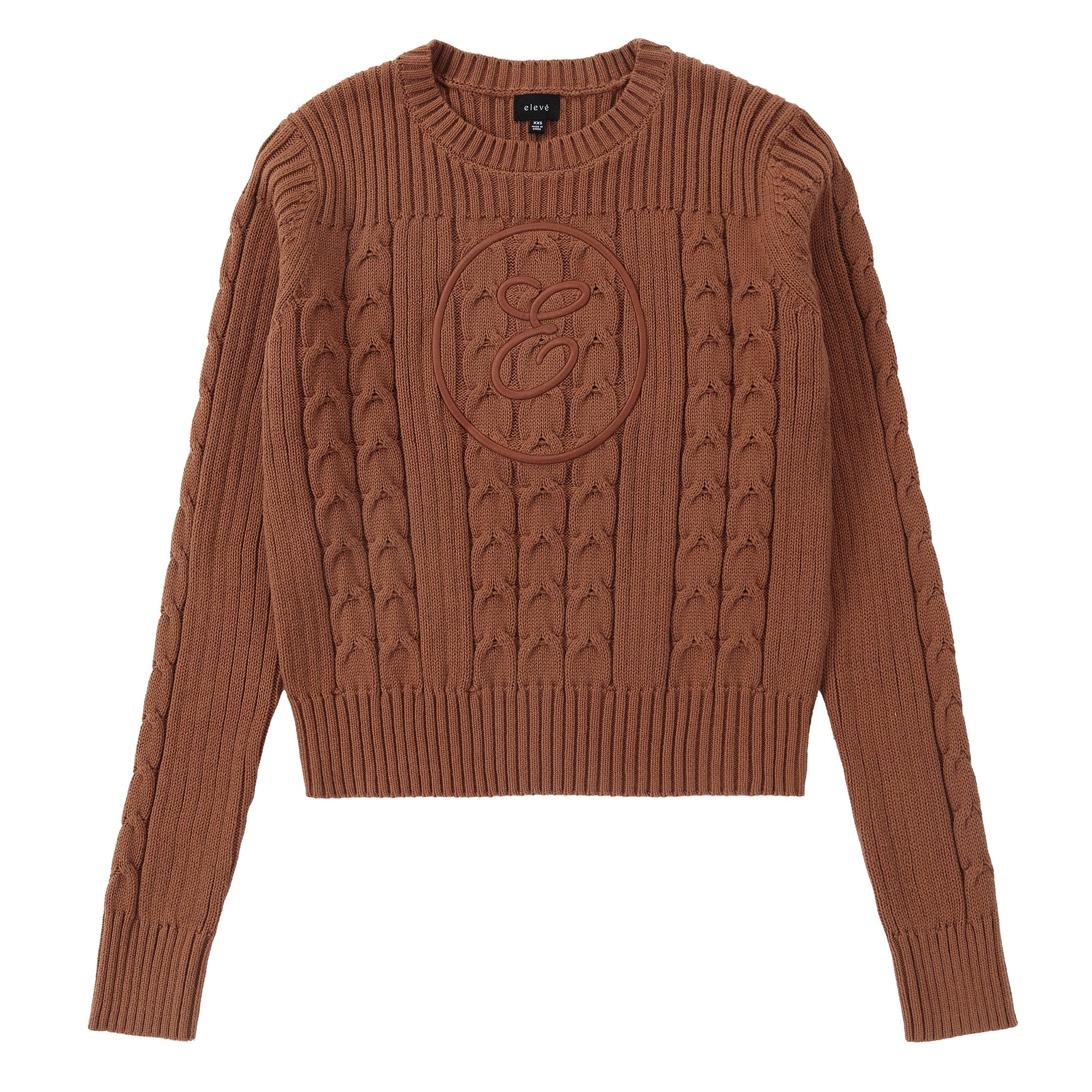 Eleve Brown Cable Knit Sweater