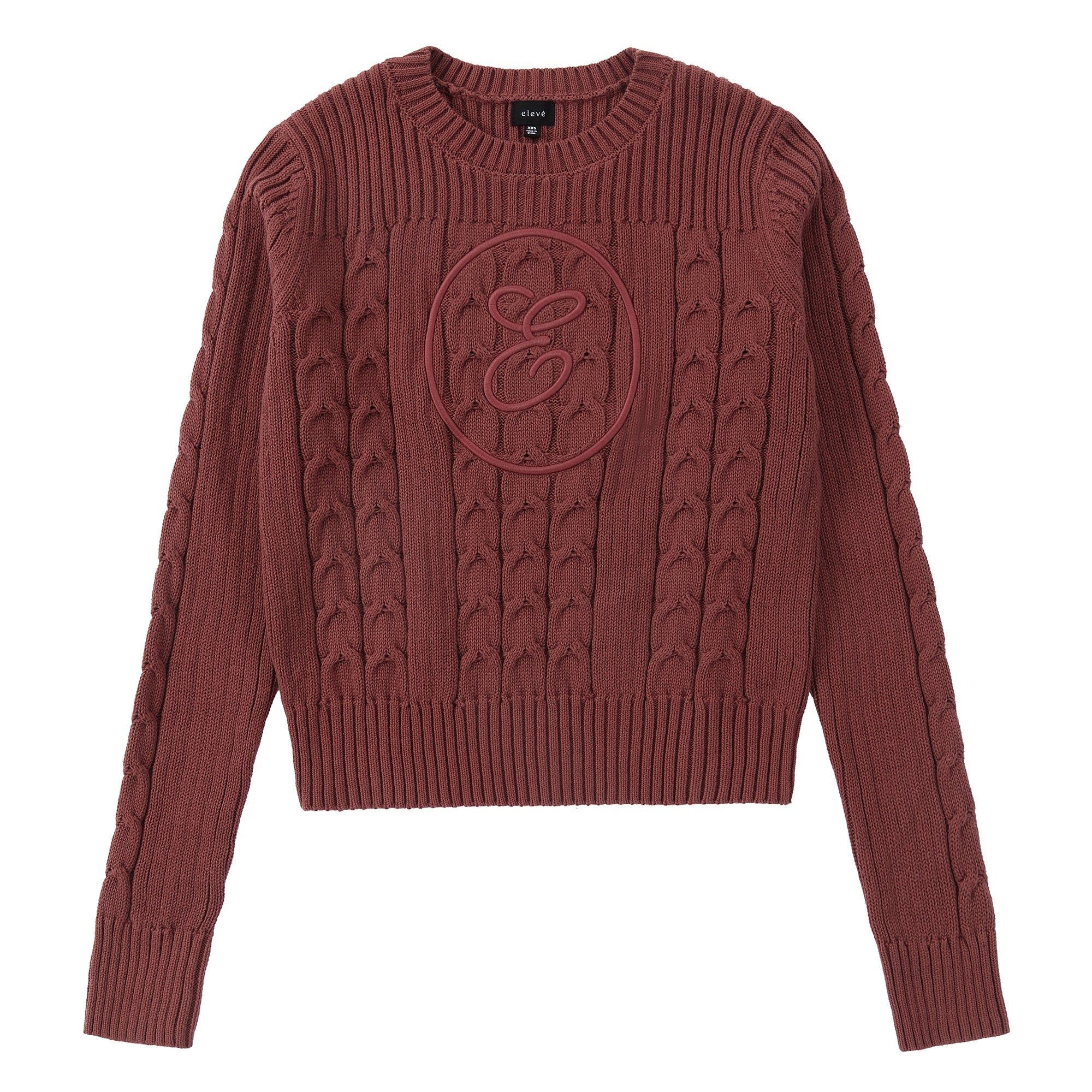 Eleve Eggplant Cable Knit Sweater