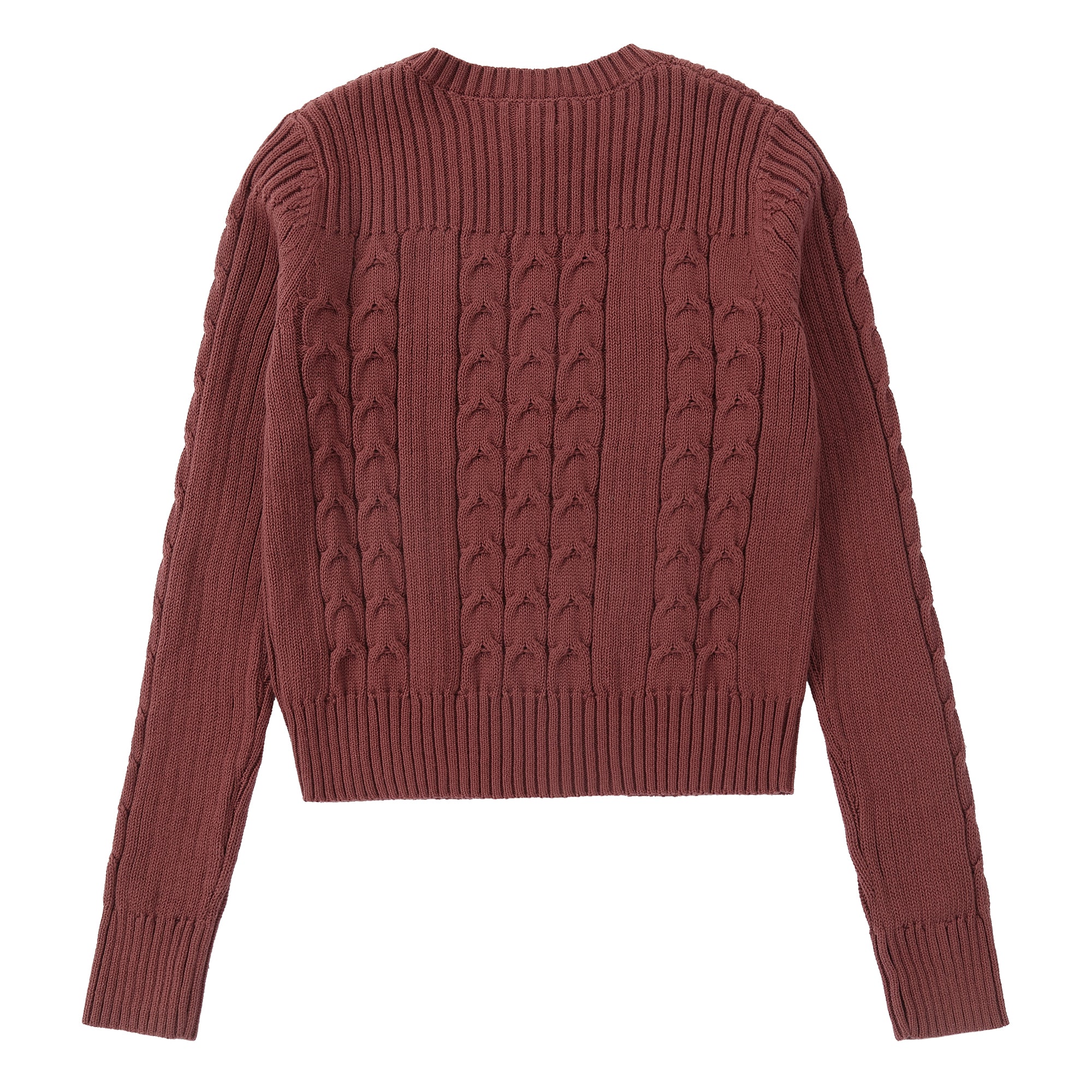 Eleve Eggplant Cable Knit Sweater