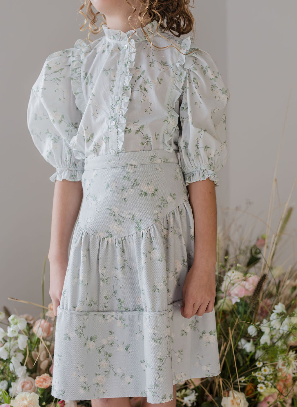 Steph Cream Bud Denim Skirt