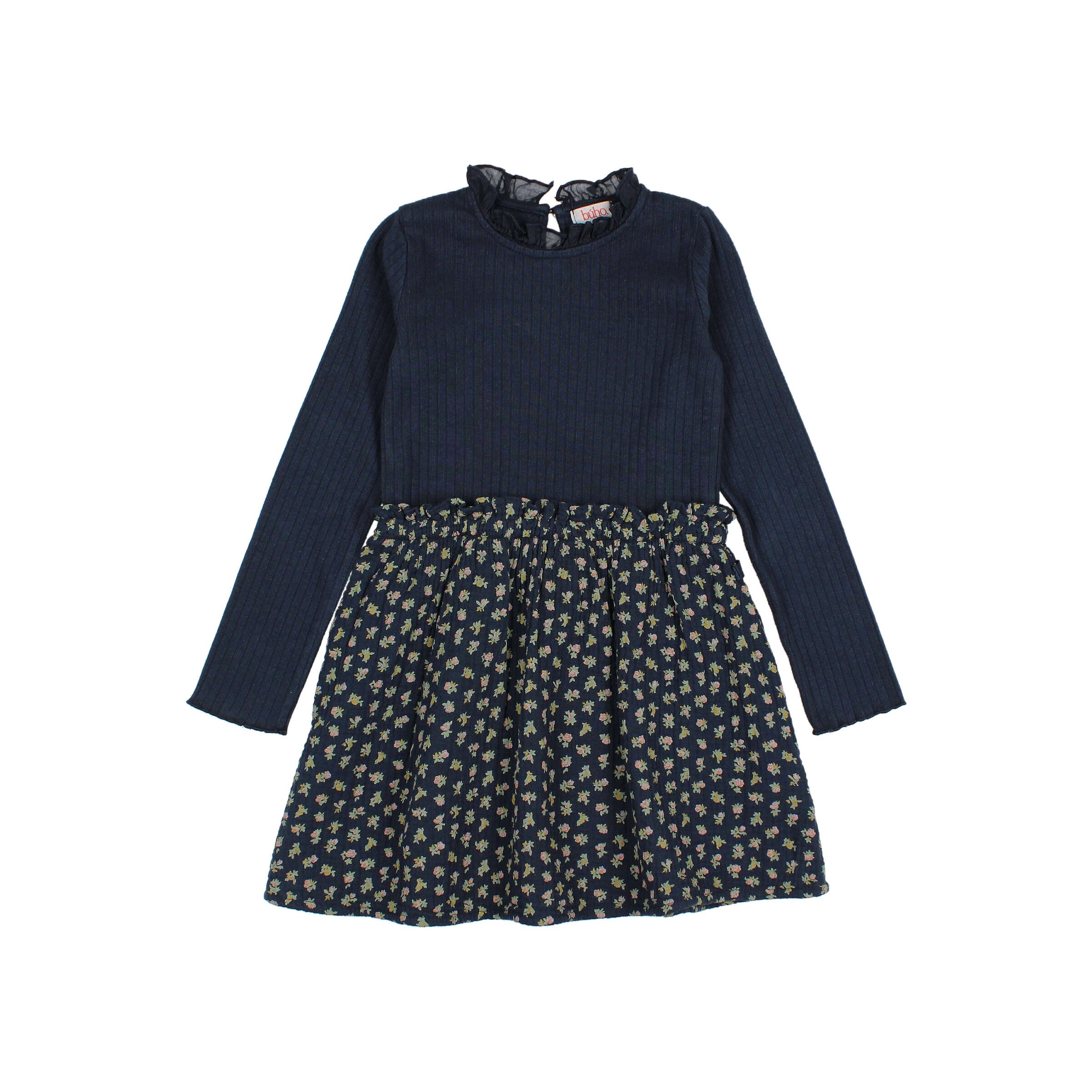 Buho Girls Navy Cottage Combi Dress