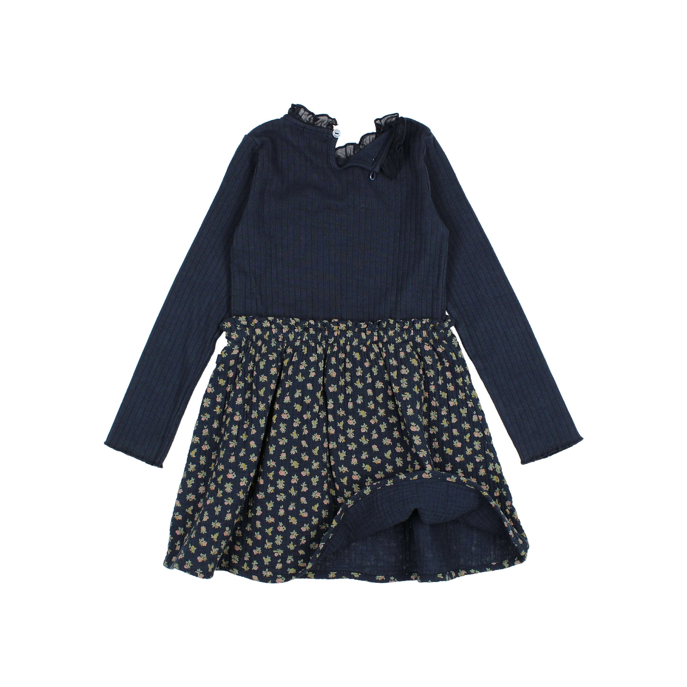 Buho Girls Navy Cottage Combi Dress