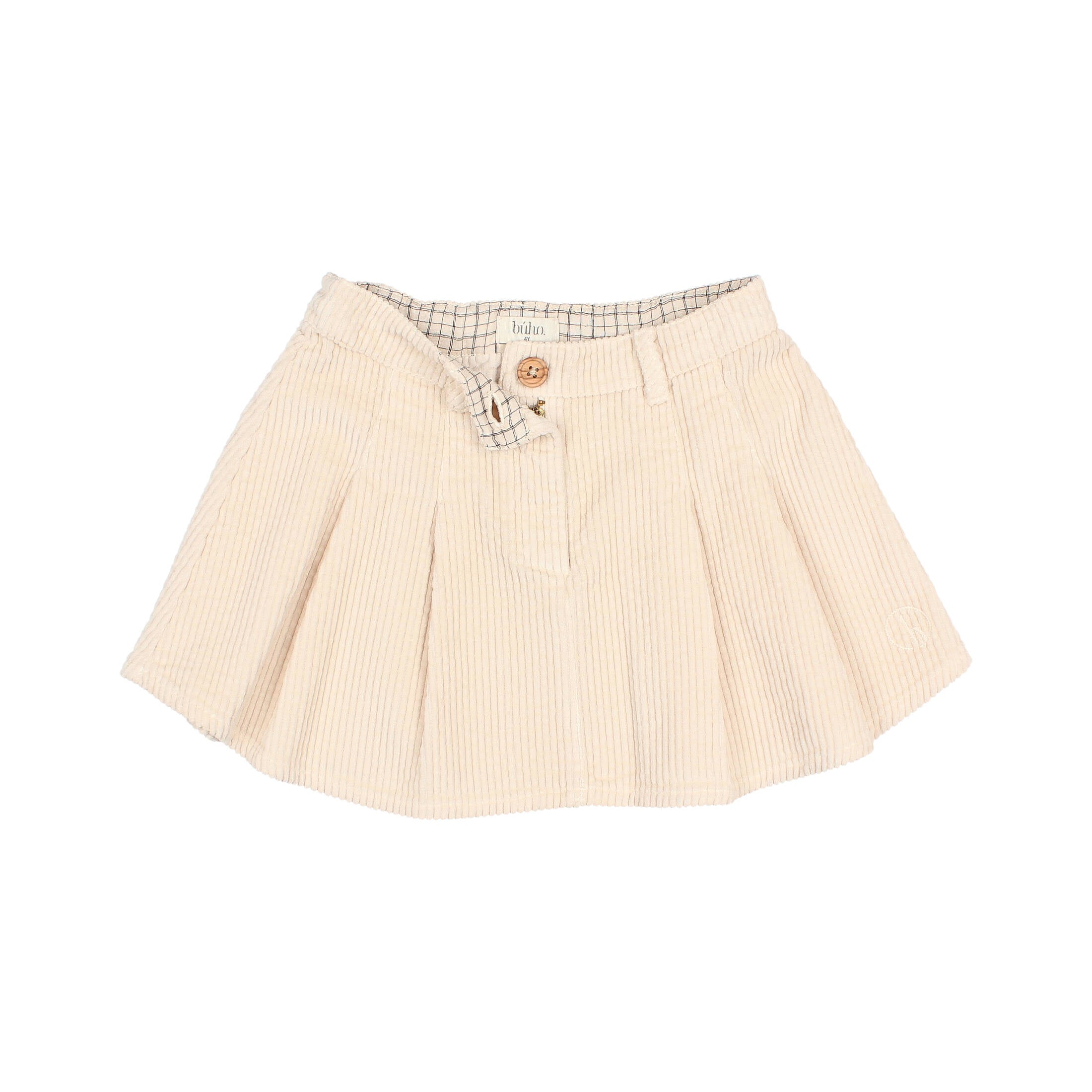 Buho Pale Pink Box Pleat Corduroy Skirt