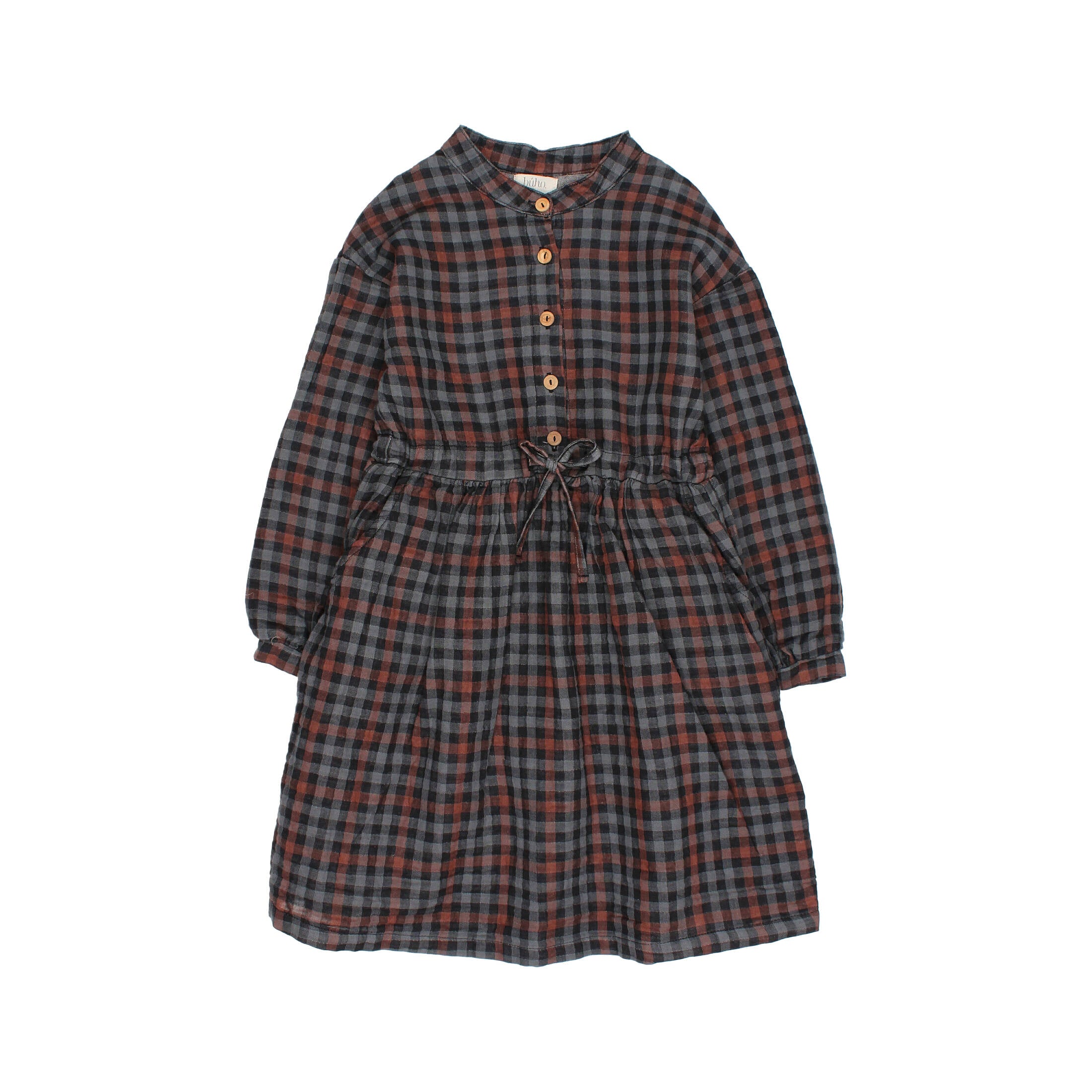 Buho Navy and Burgundy Gingham Dress