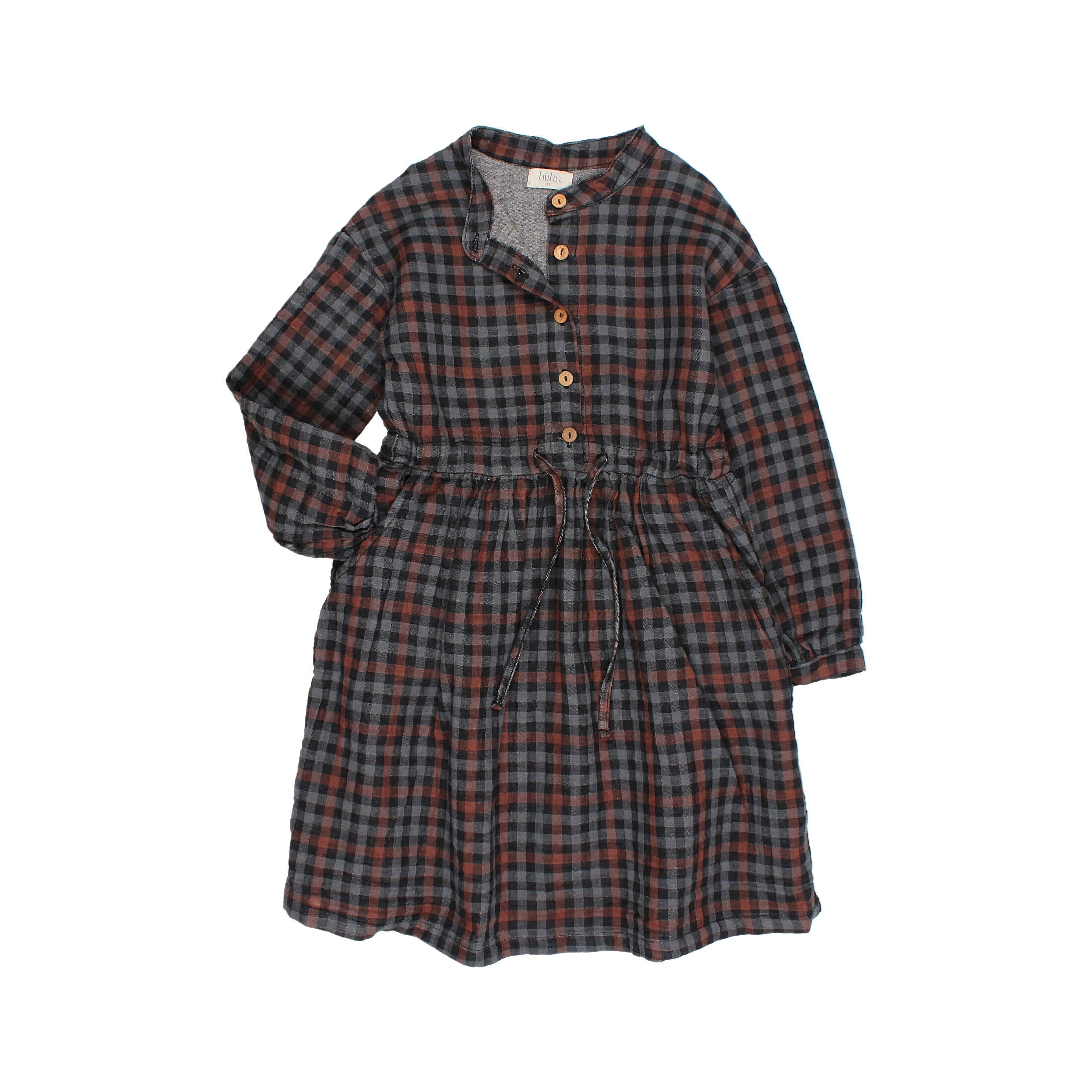 Buho Navy and Burgundy Gingham Dress