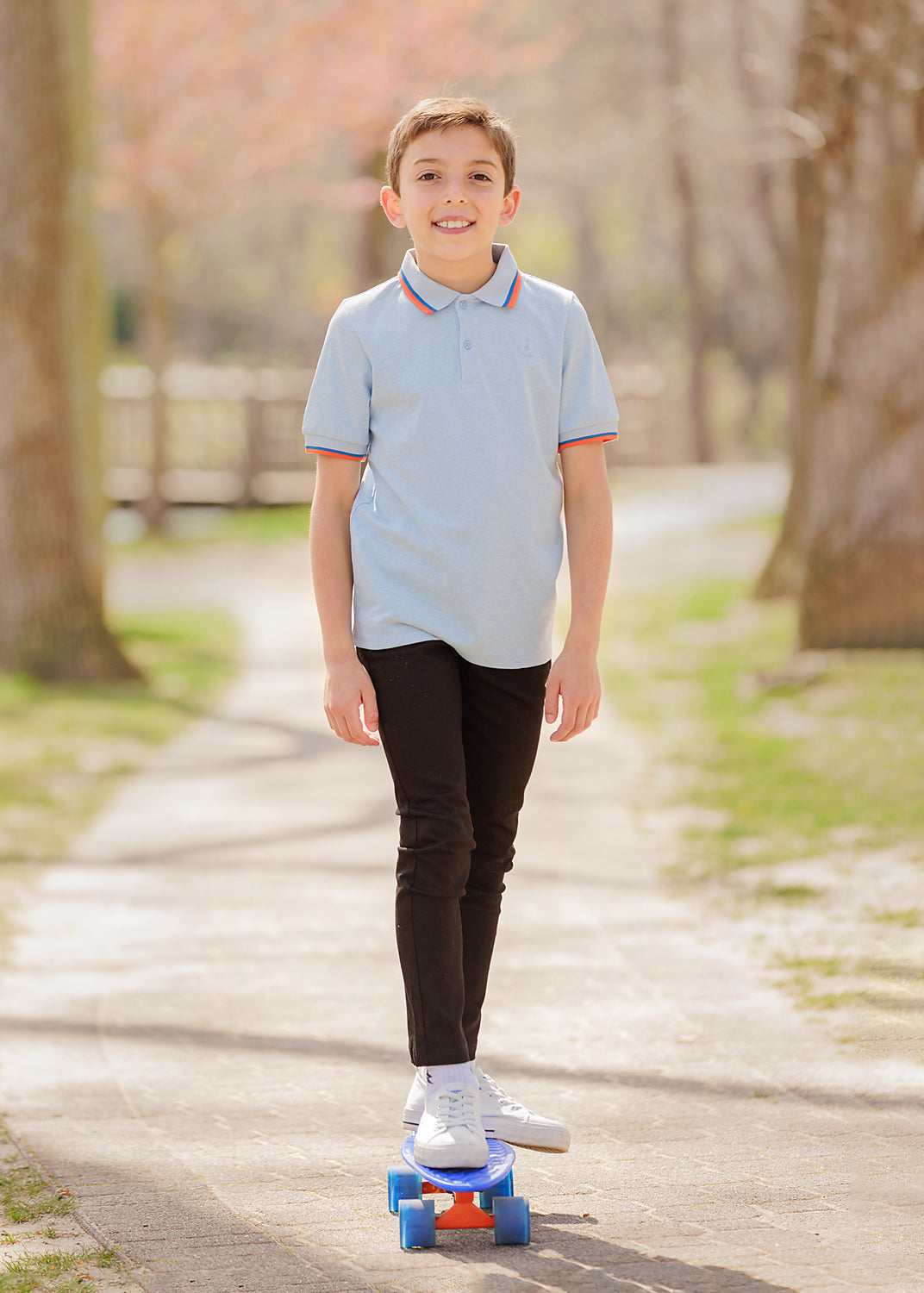 Duet Heather Blue Short Sleeve Polo