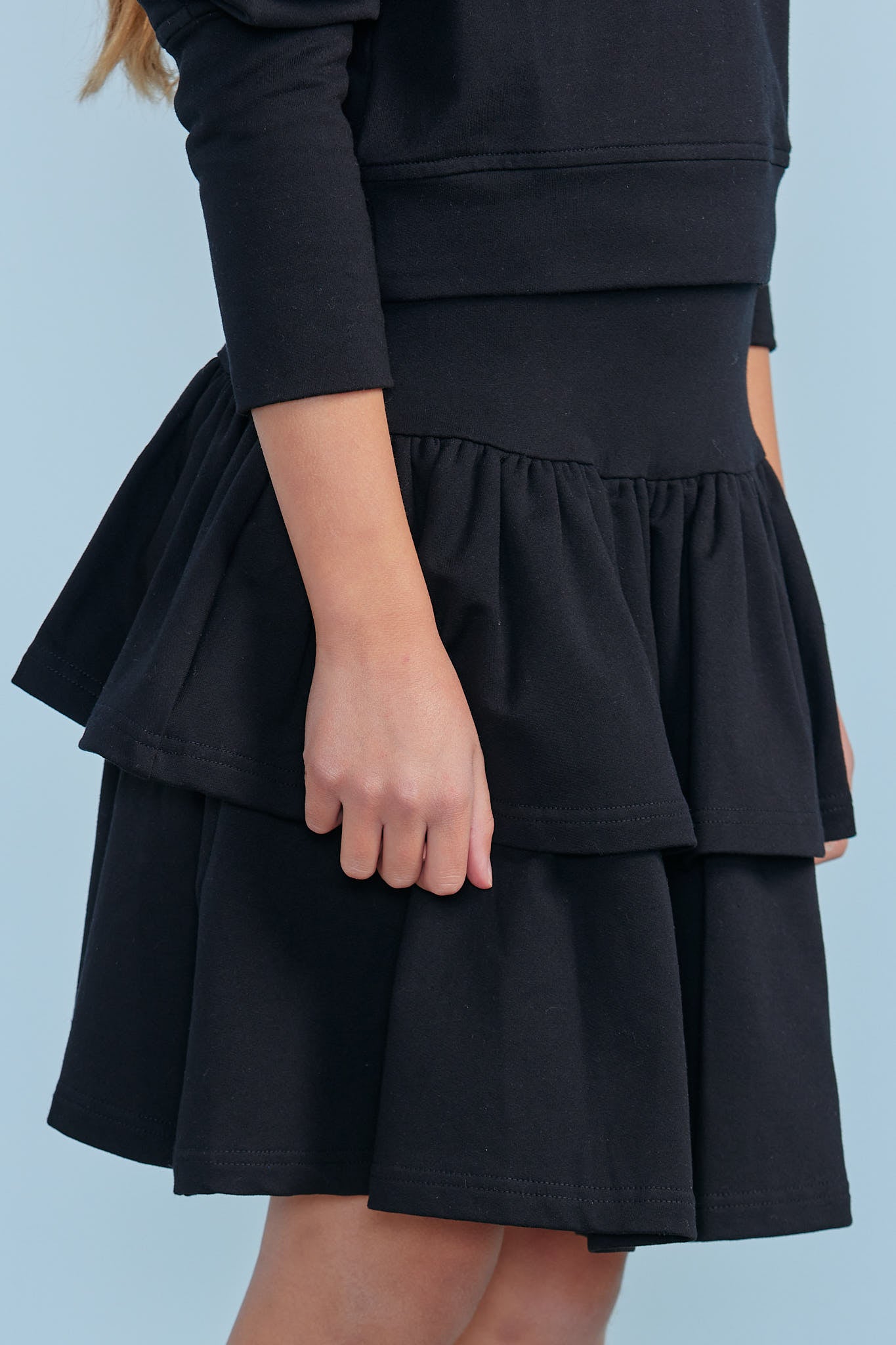 Petite Pink Black Corduroy Teired Skirt