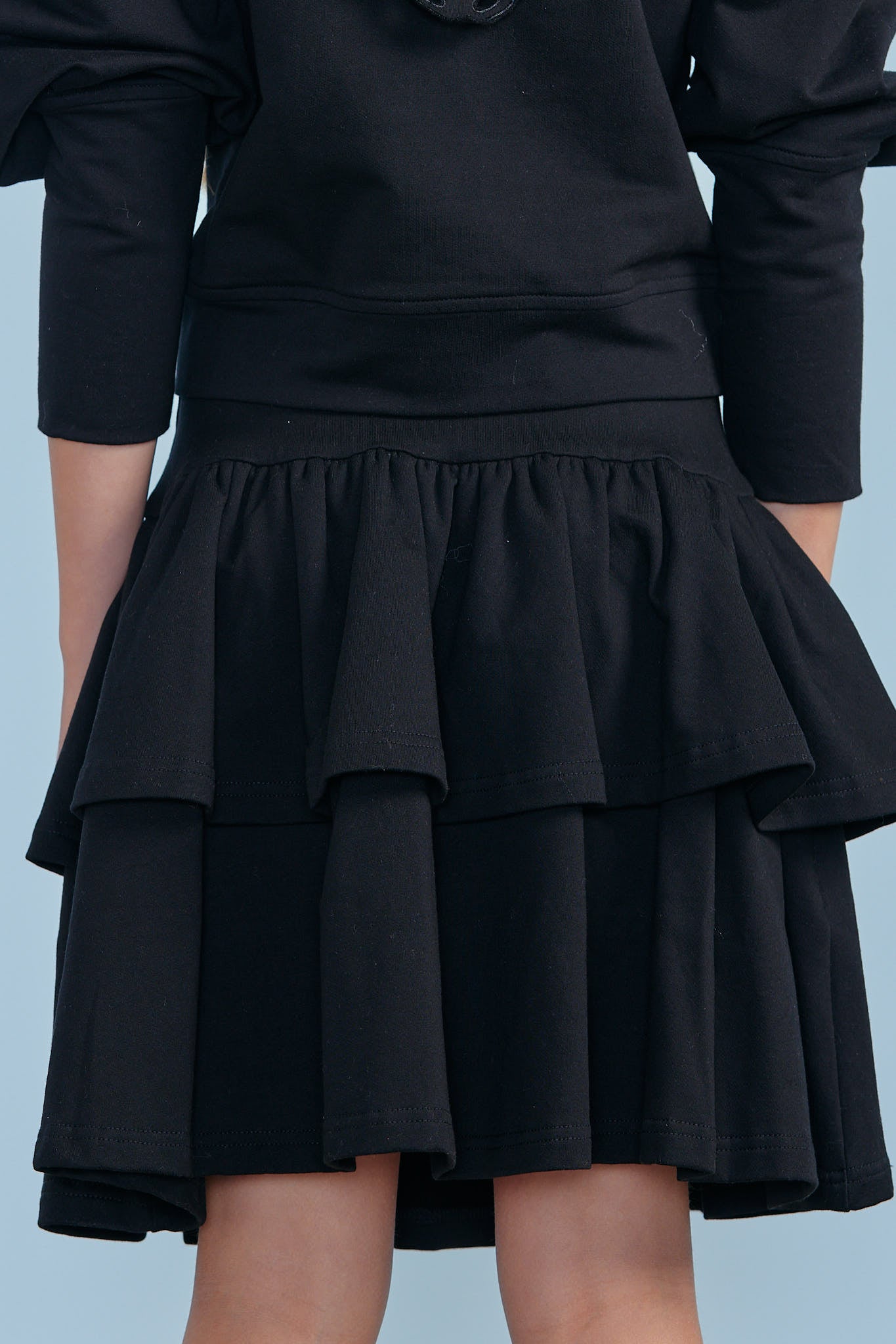 Petite Pink Black Corduroy Teired Skirt