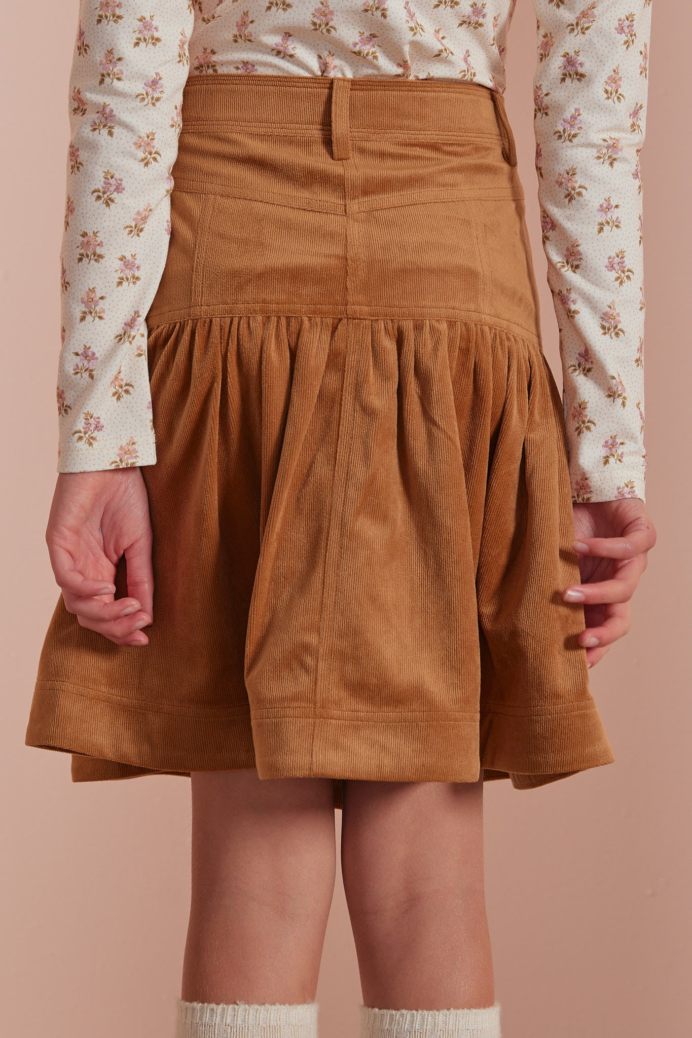 Petite Pink Toffee Corduroy Skirt