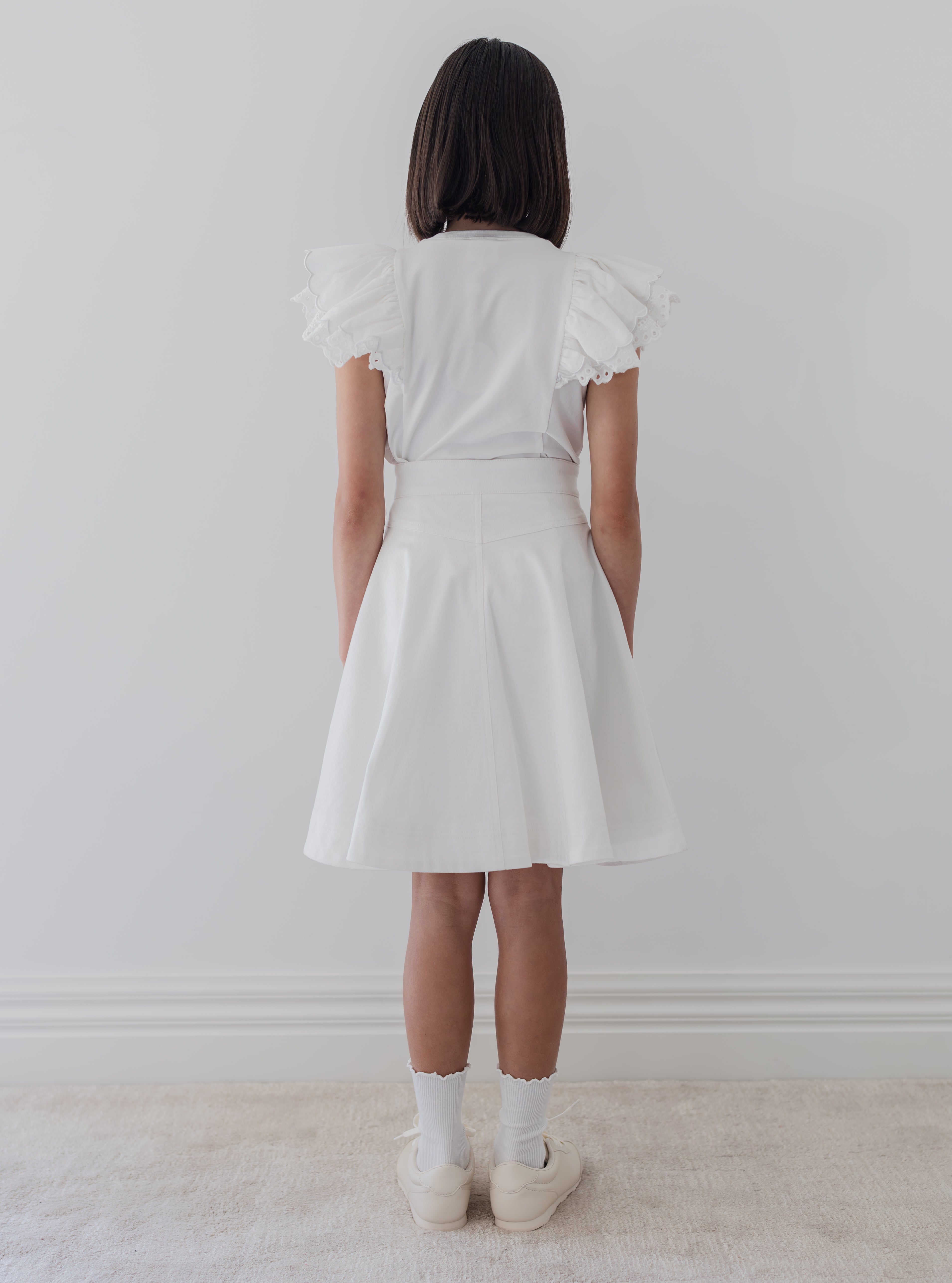 Steph White Wash Fold Back Pocket Denim Skirt