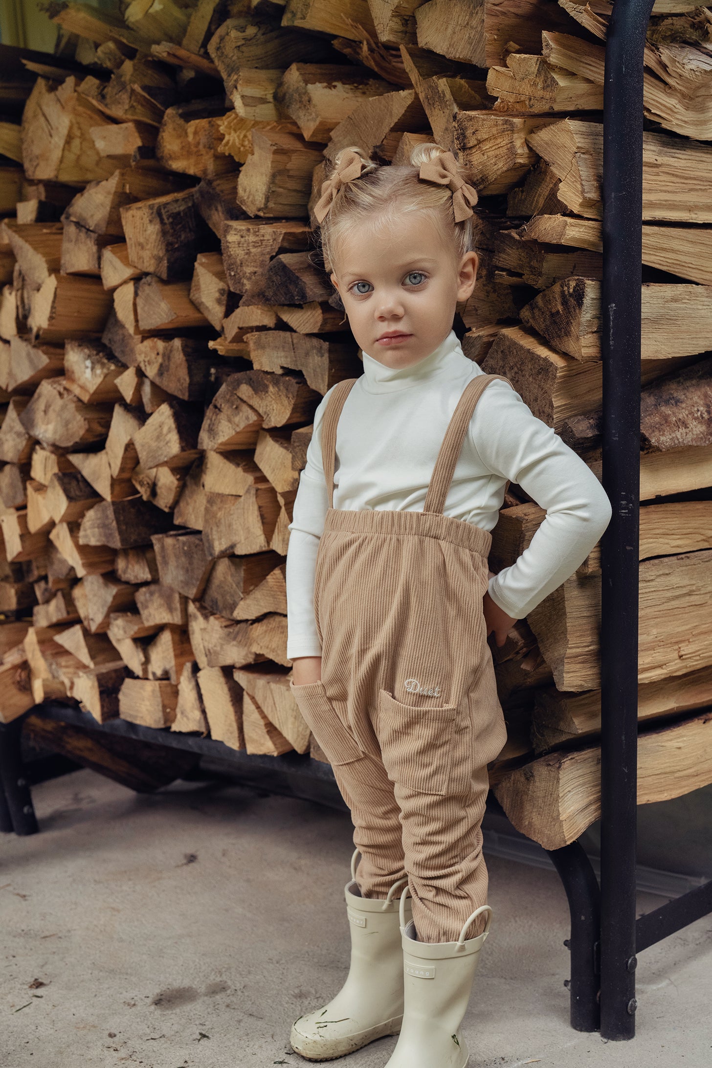 Baby Cognac Romper with Front Pockets