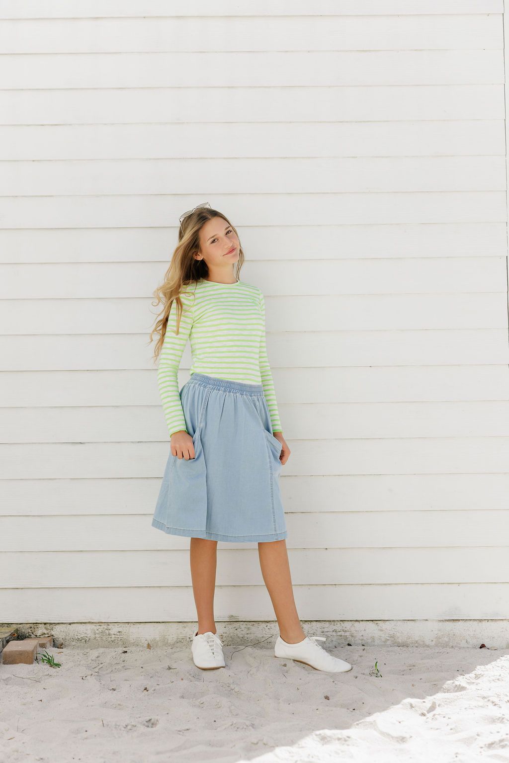Duet Girls Neon Yellow Striped T-Shirt