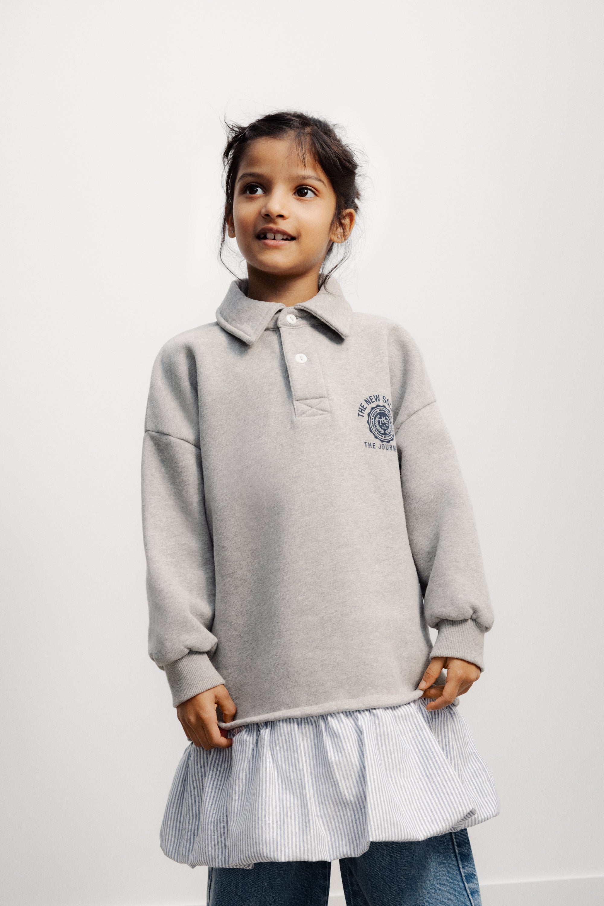 The New Society Girls Mid Grey Melange Ash Special Dress