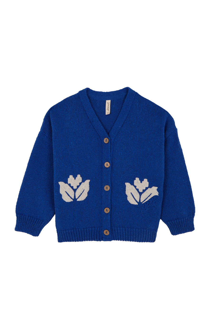 Birinit Cobalt Knit Cardigan with Floral Embroidery – Once Child
