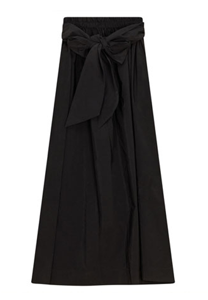 Gem Black Taffeta Gathered Skirt