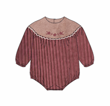 Popelin Burgundy Romper Suit With Embroidered Yoke – Once