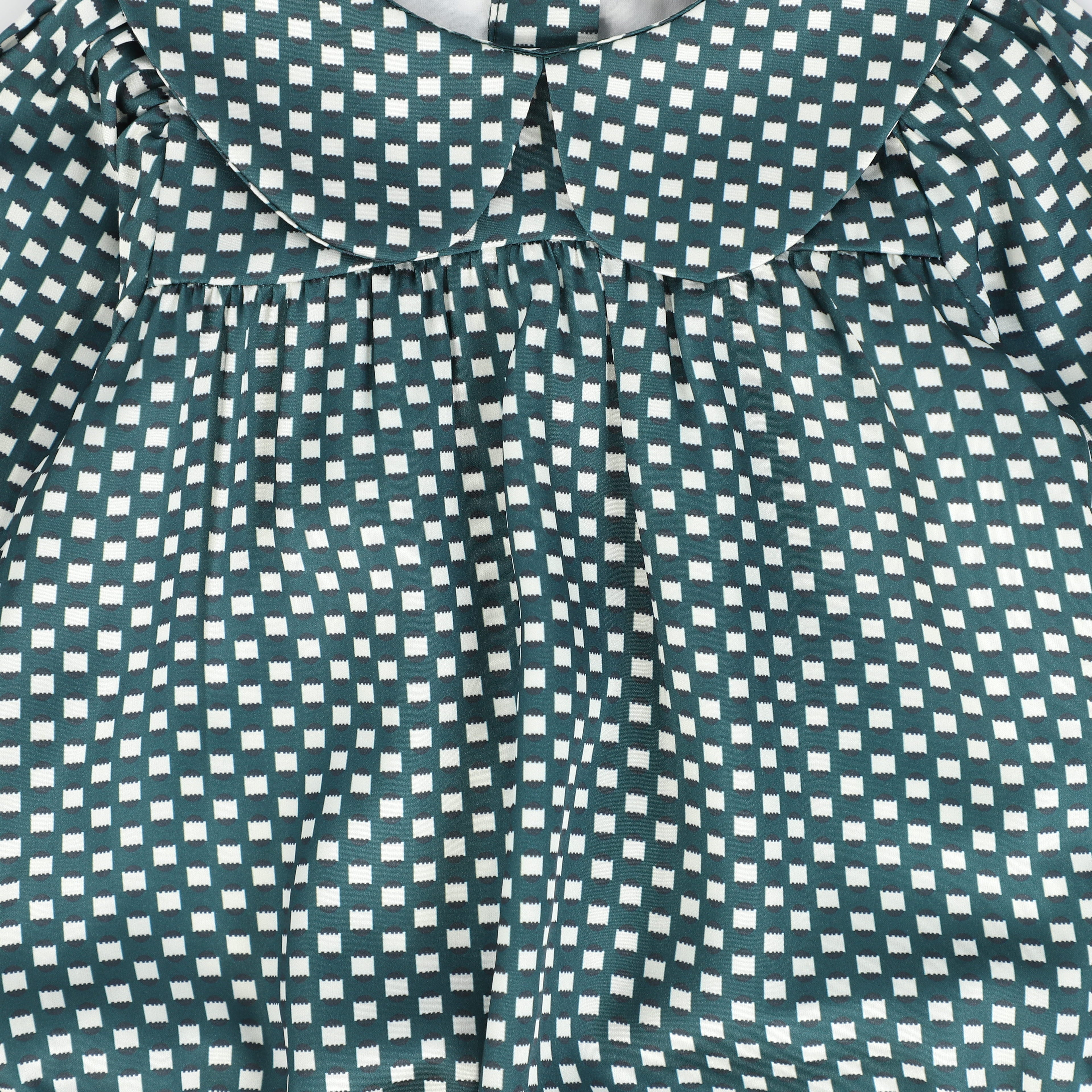 Bamboo Green Checked Peter Pan Romper