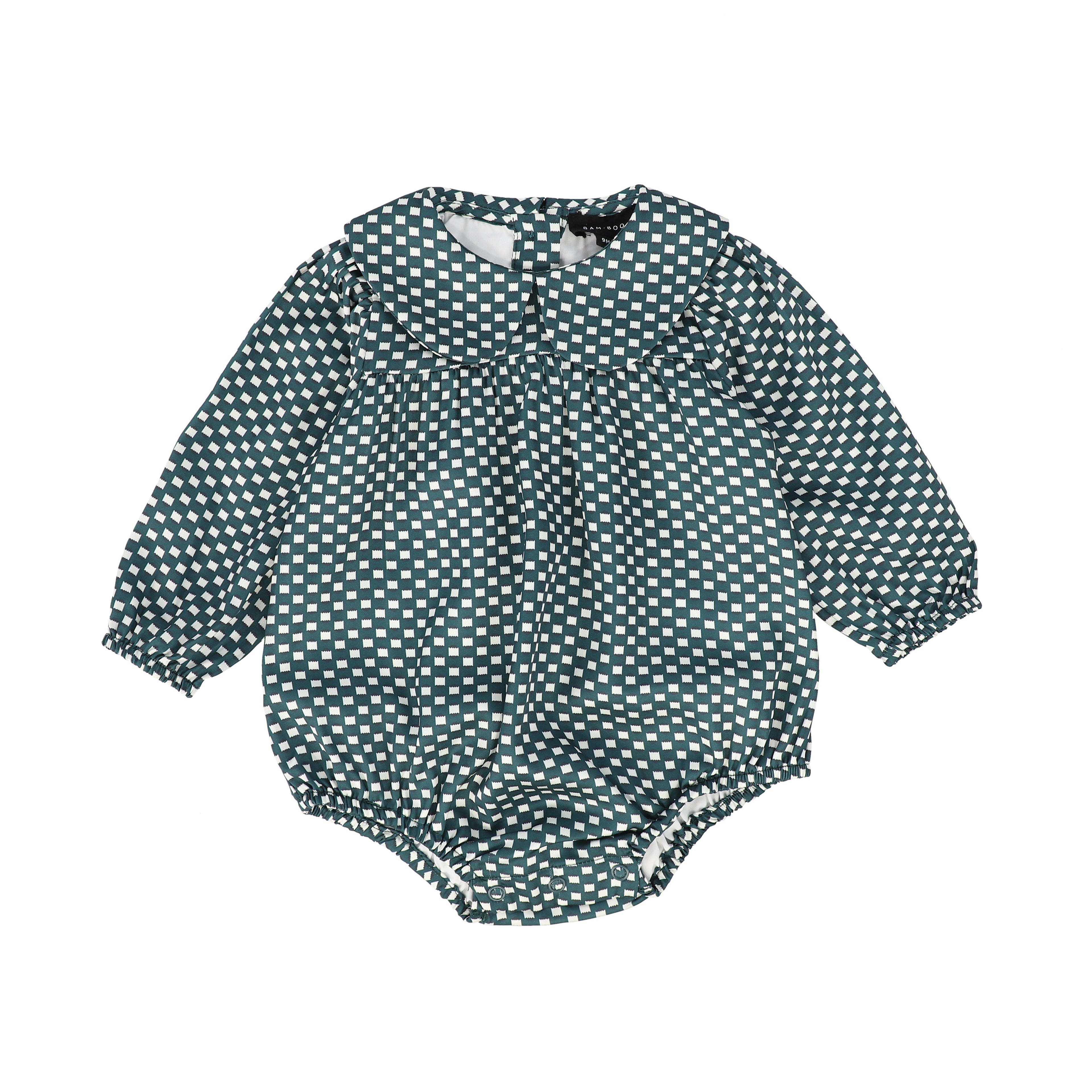 Bamboo Green Checked Peter Pan Romper