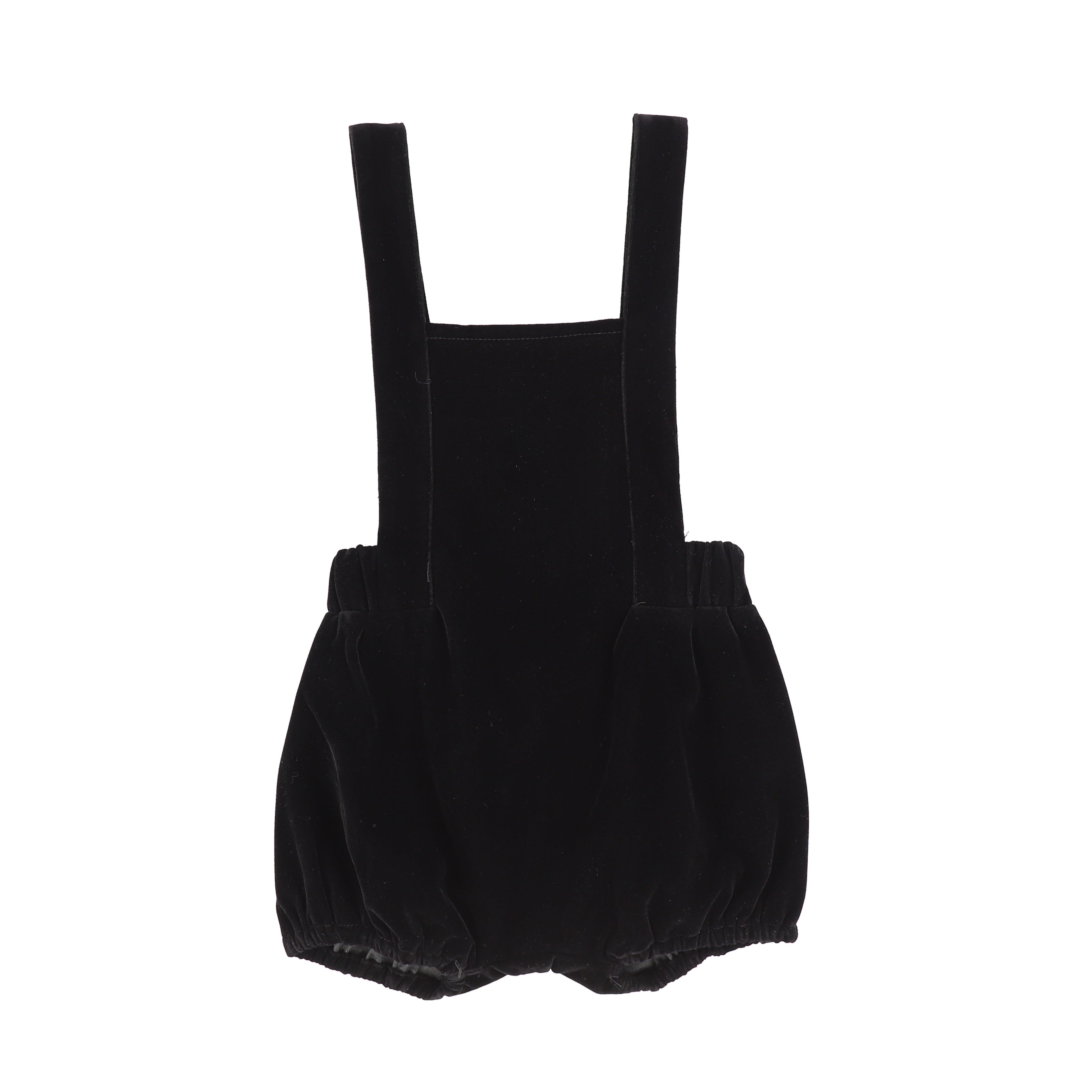 Bamboo Black Velvet Sleeveless Overalls
