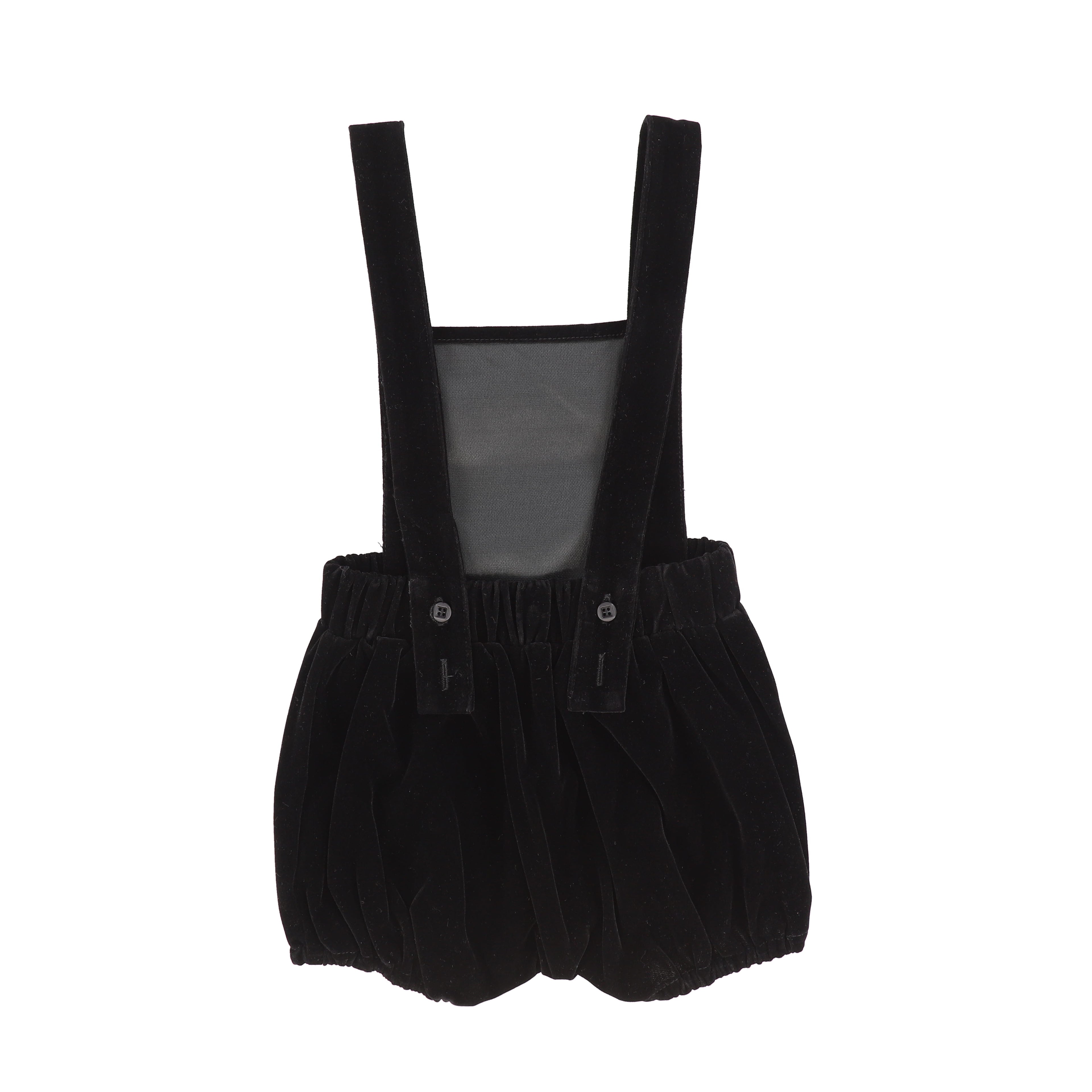 Bamboo Black Velvet Sleeveless Overalls