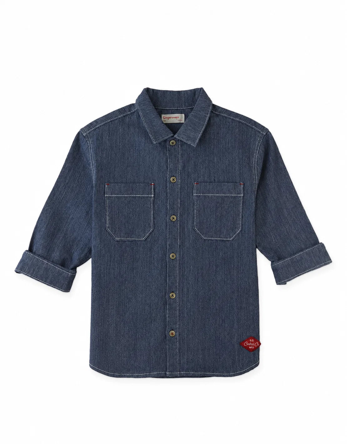 Gingersnaps Boys Blue Kyle Textured Denim Shirt