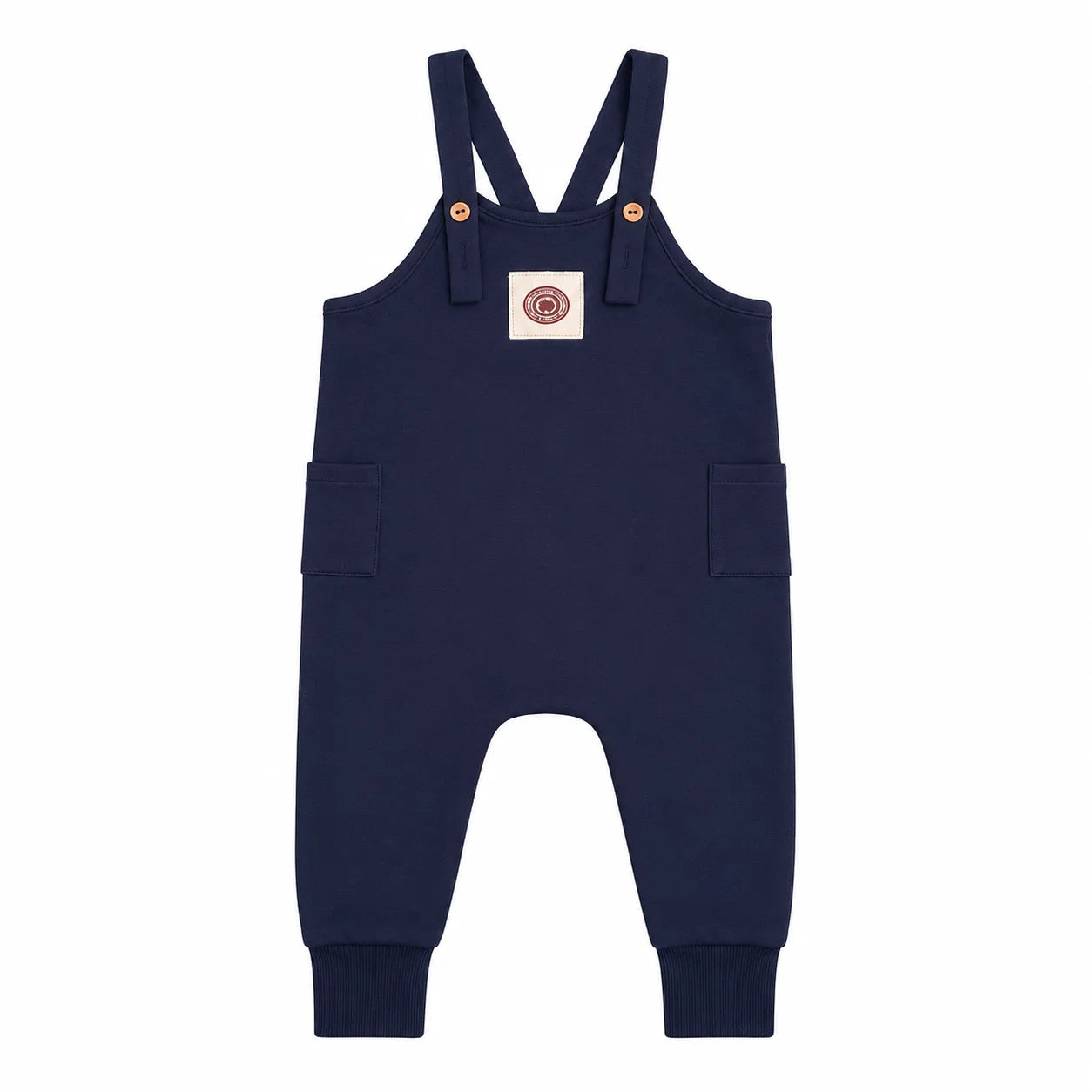 Birnham on the Sea Baby Aviator Blue Apple Crest Overalls