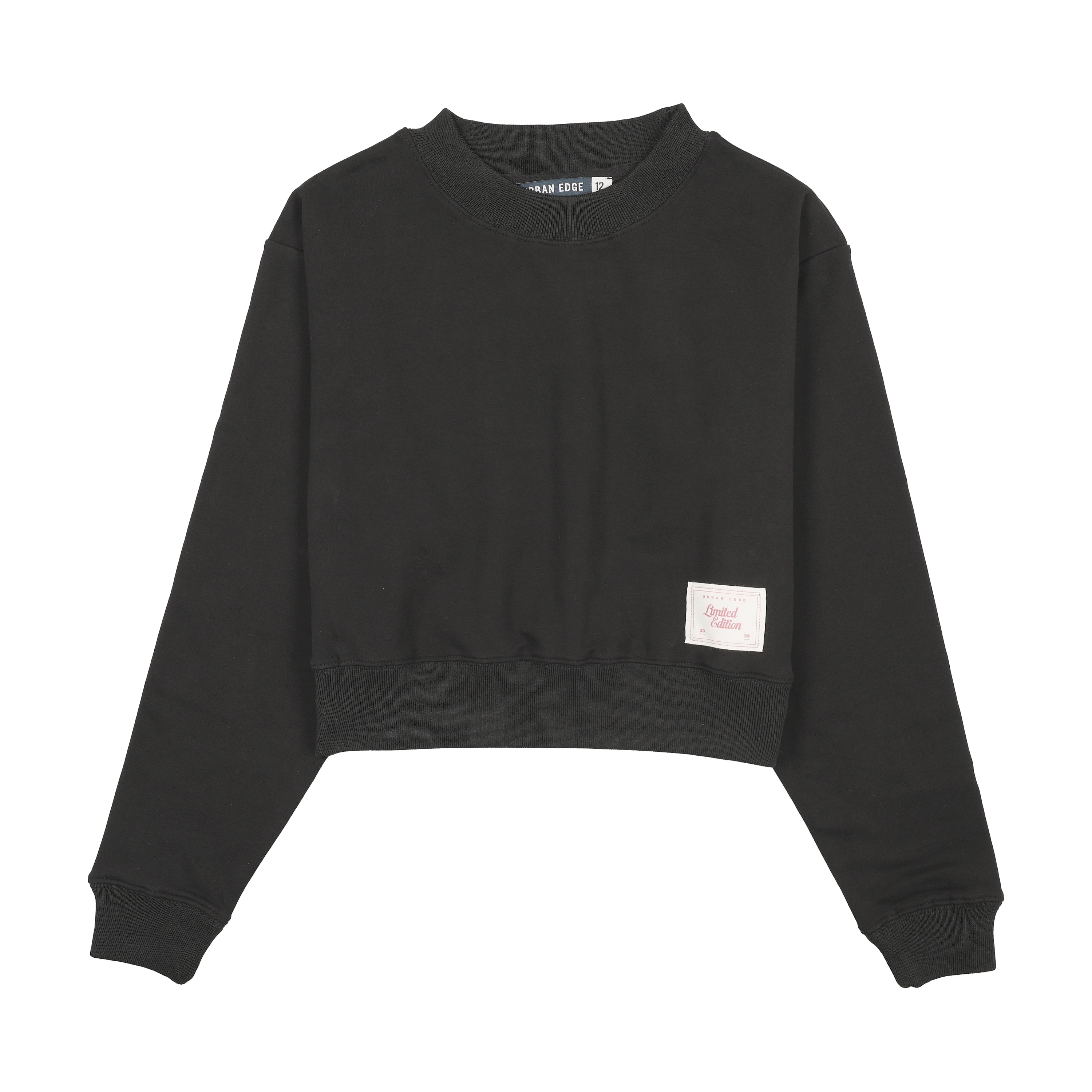 Urban Edge Teens Black Cropped Sweatshirt
