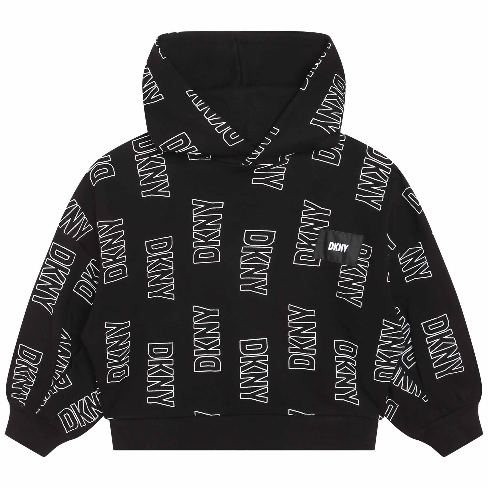 DKNY Black and White Allover Logo Print Hoodie