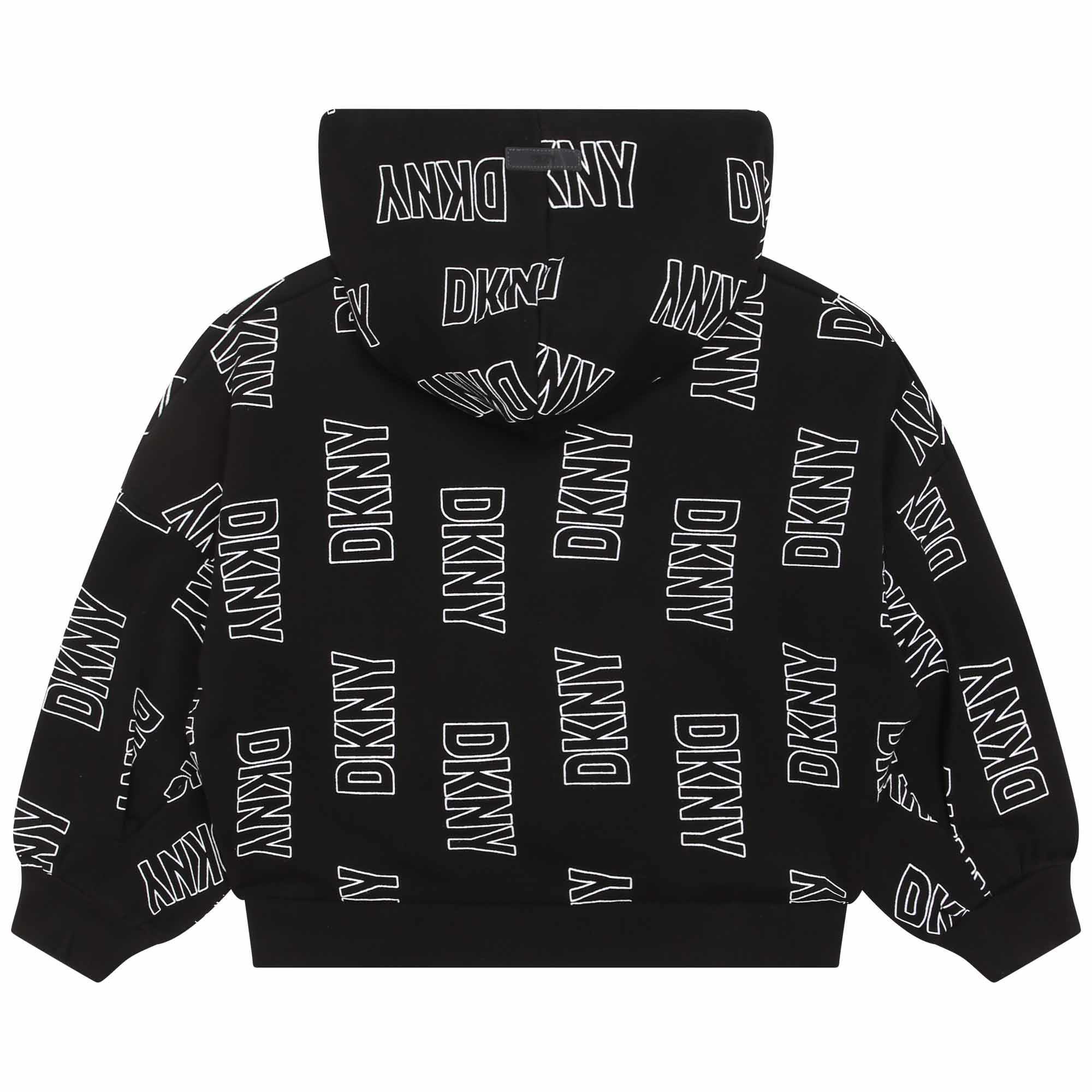 DKNY Black and White Allover Logo Print Hoodie