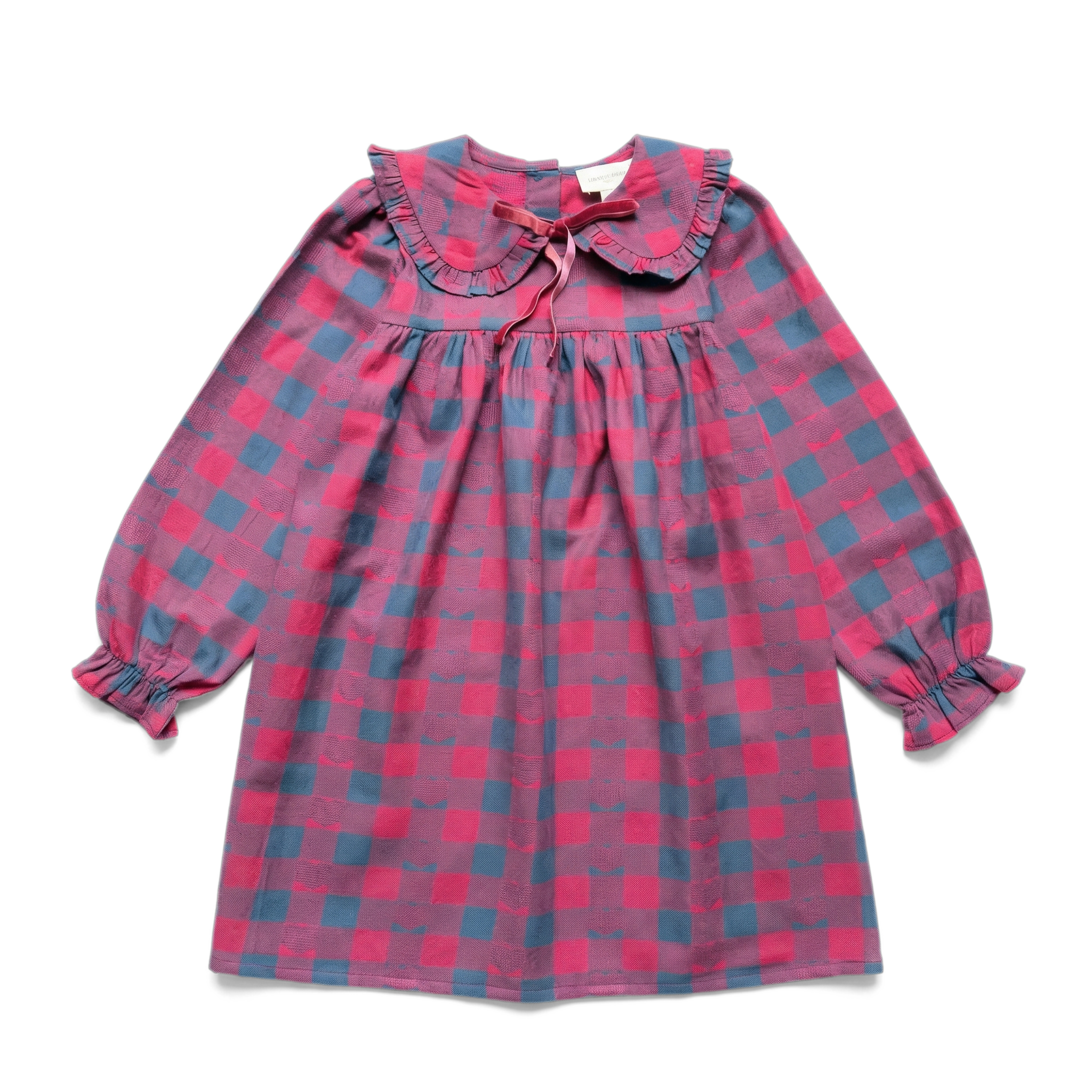 Louis Louise Girls Navy/Burgundy Benjamine Dress