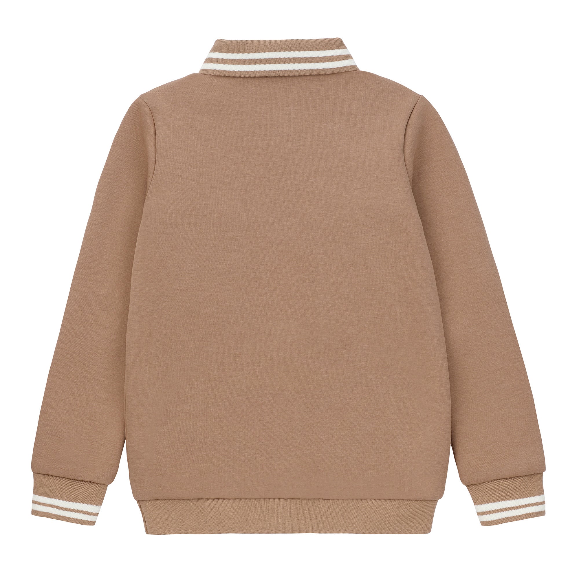 Duet Boys Cognac Collared Sweatshirt with Tan/White Ribbed Stitching