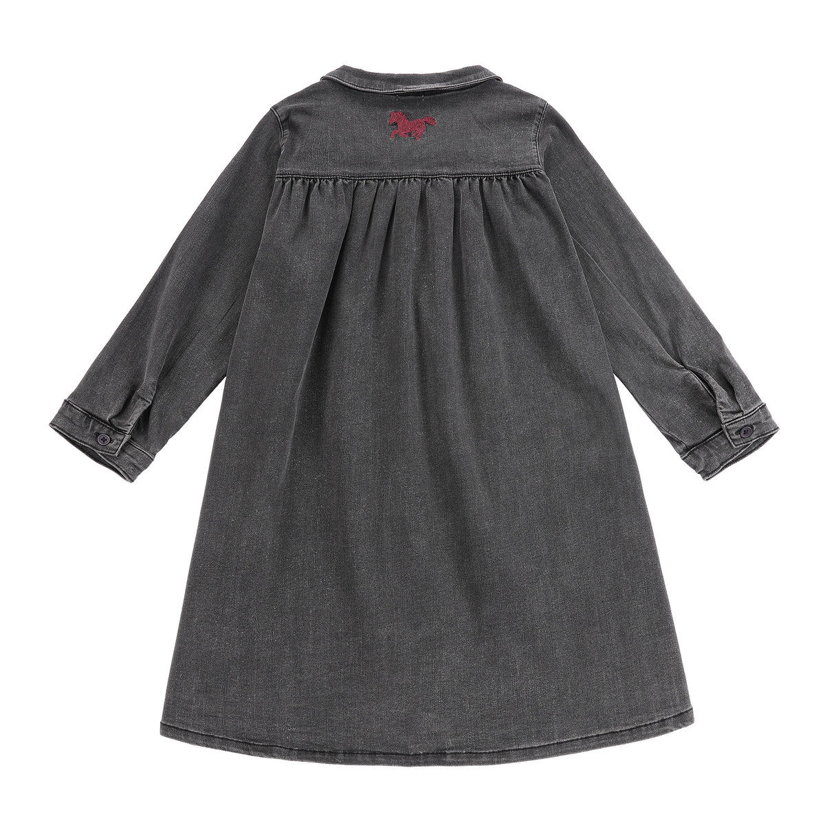 Duet Black/Pink Horse Button Down High Waisted Dress