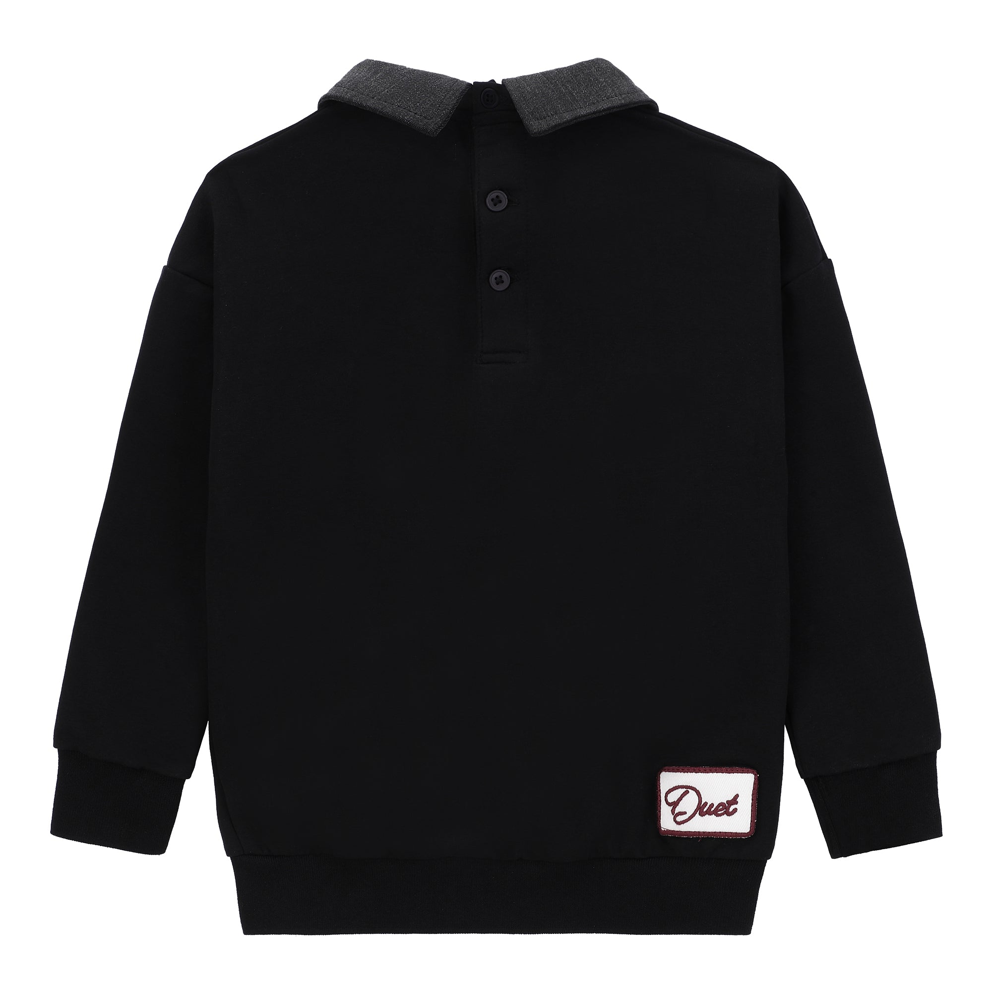 Duet Boys Black/Pink Horse Front Emblem Sweatshirt Set with Collar