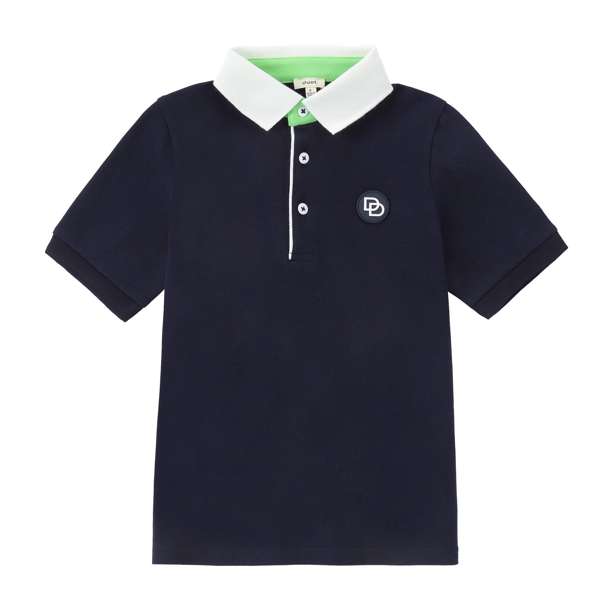 Boys Navy Polo with White Collar