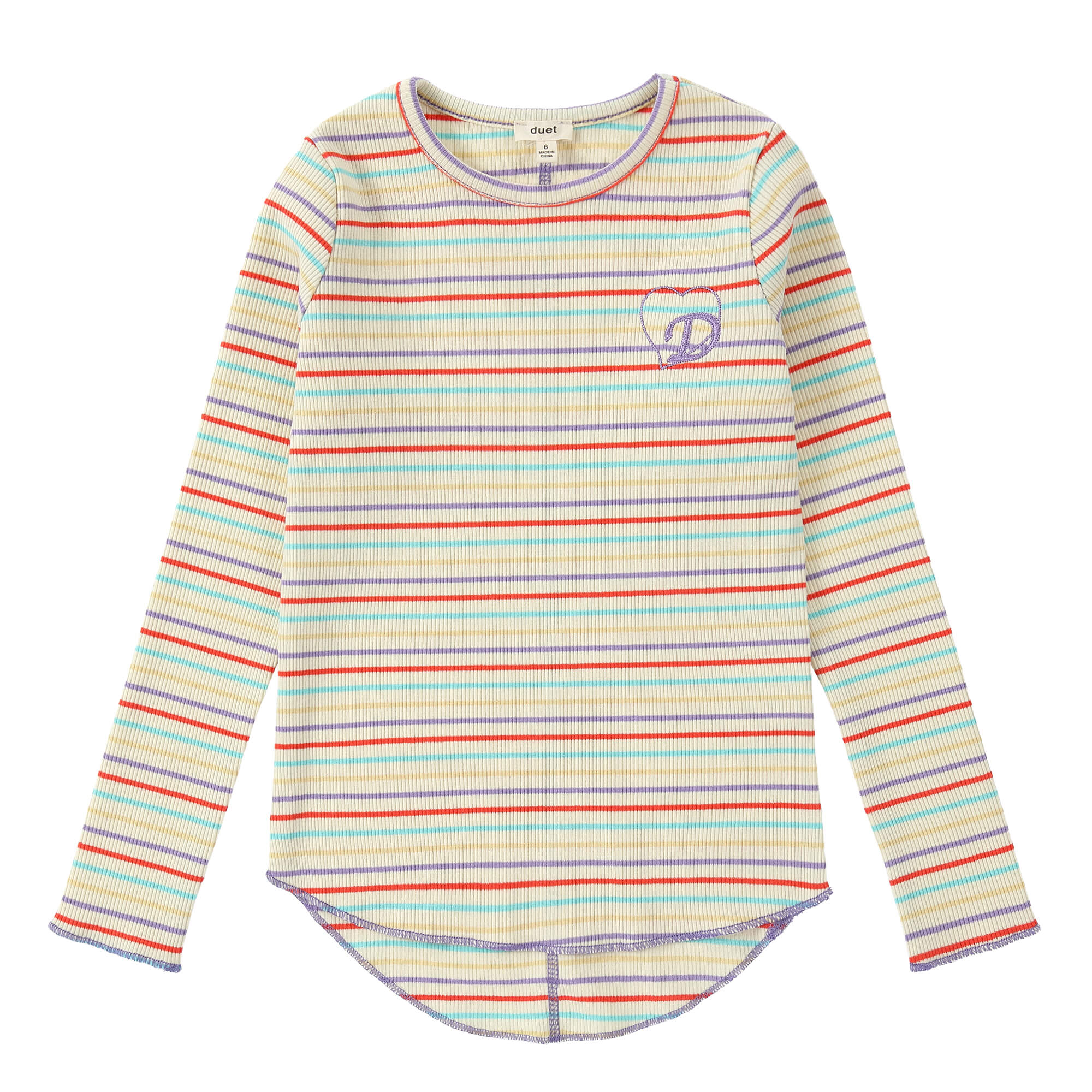 Duet Girls Ivory Multicolored Stripe T-Shirt