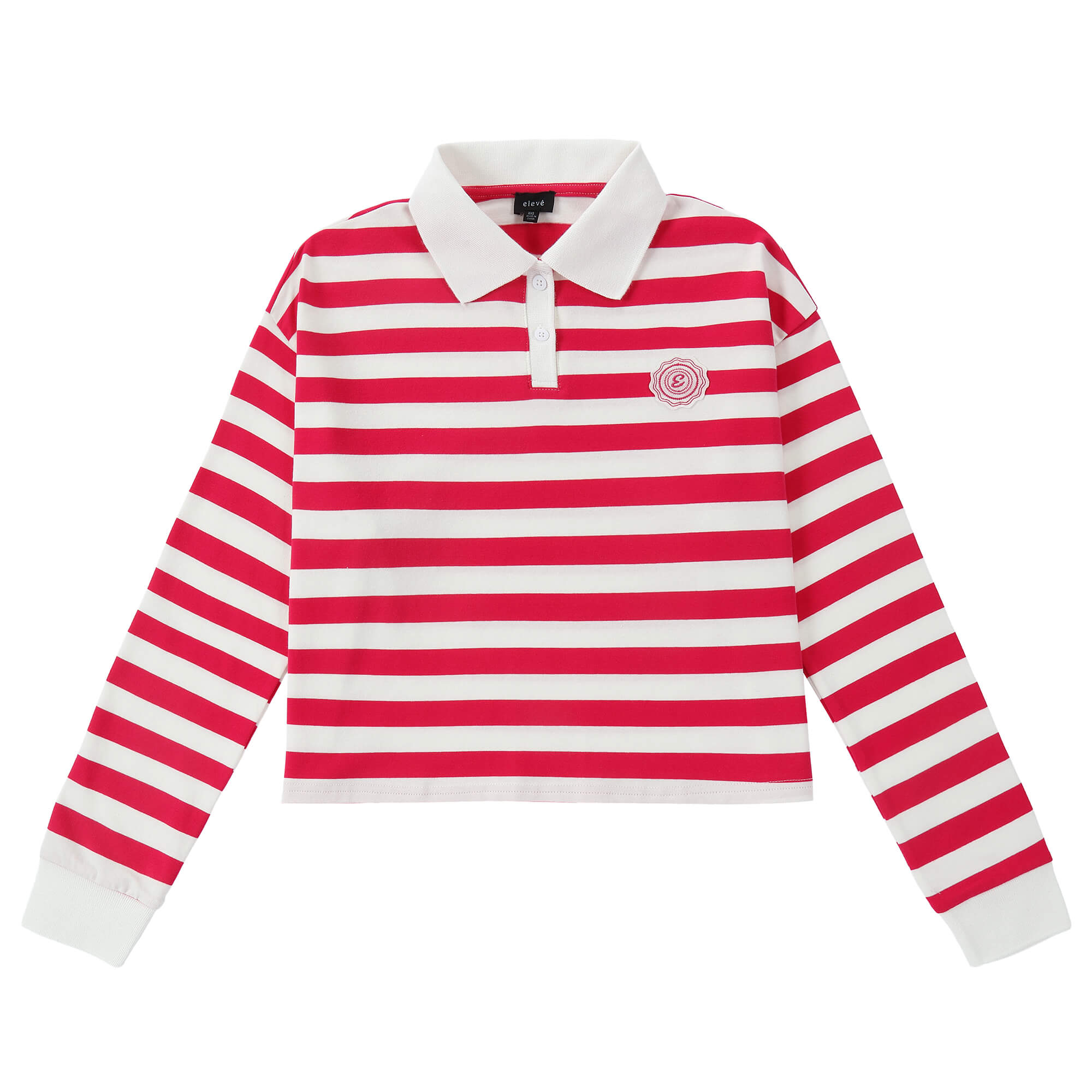 Eleve Hot Pink Stripe Cropped Polo