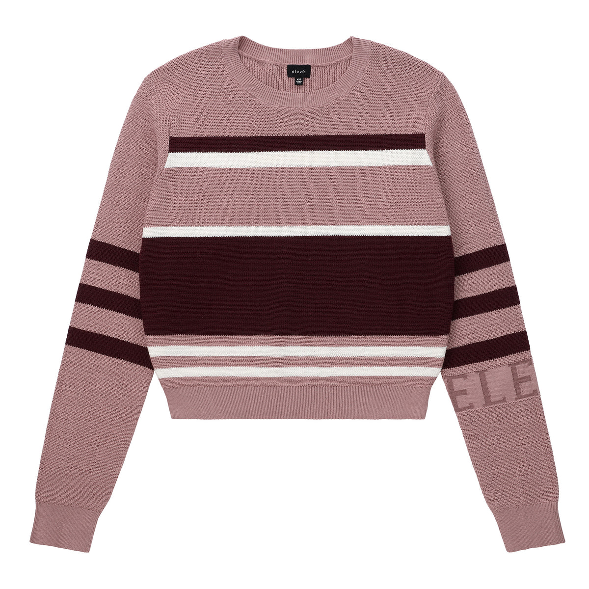 Eleve Teens Pink Stripe Knit Sweater with Purple Trim