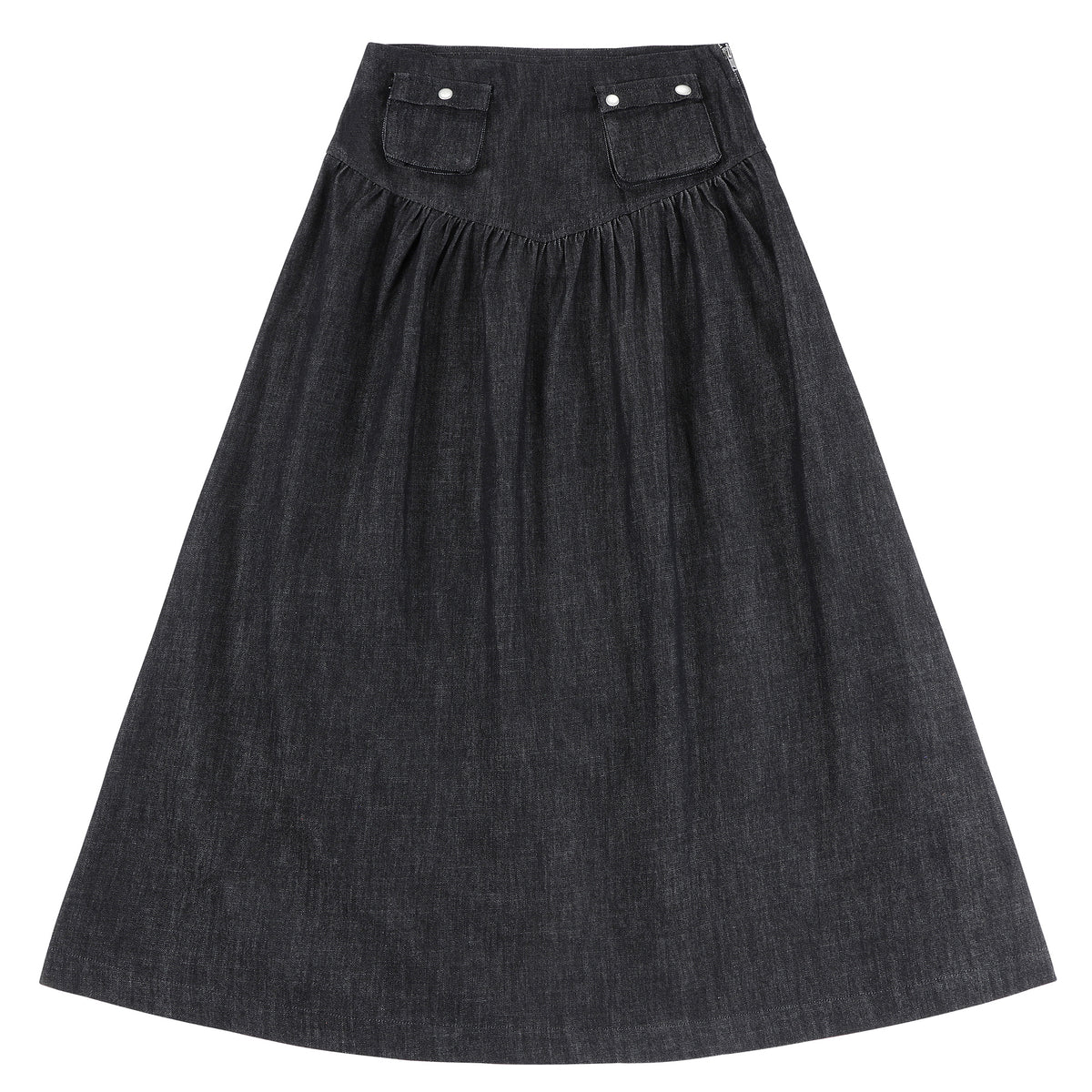 Eleve Teens Black Denim Low Waist Maxi Skirt