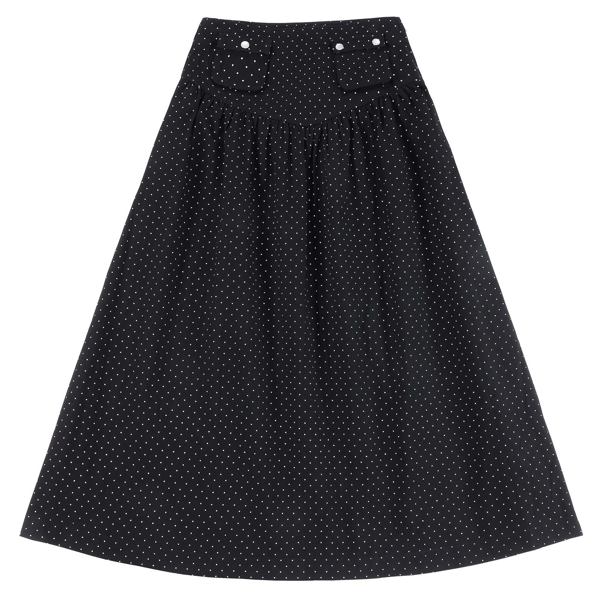 Eleve Teens Polkadot V-Cut Maxi Skirt with Detailed Pockets