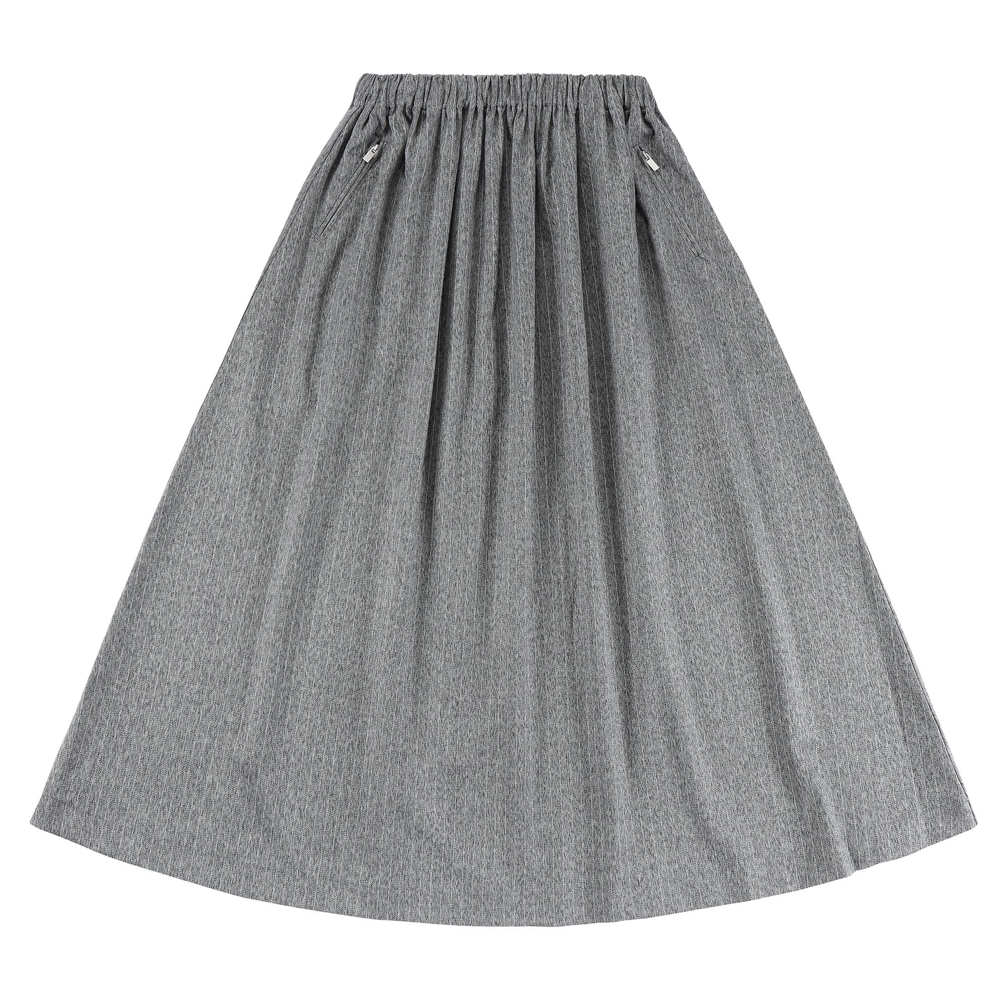 Eleve Teens Grey Pinstripe A-line Maxi Skirt