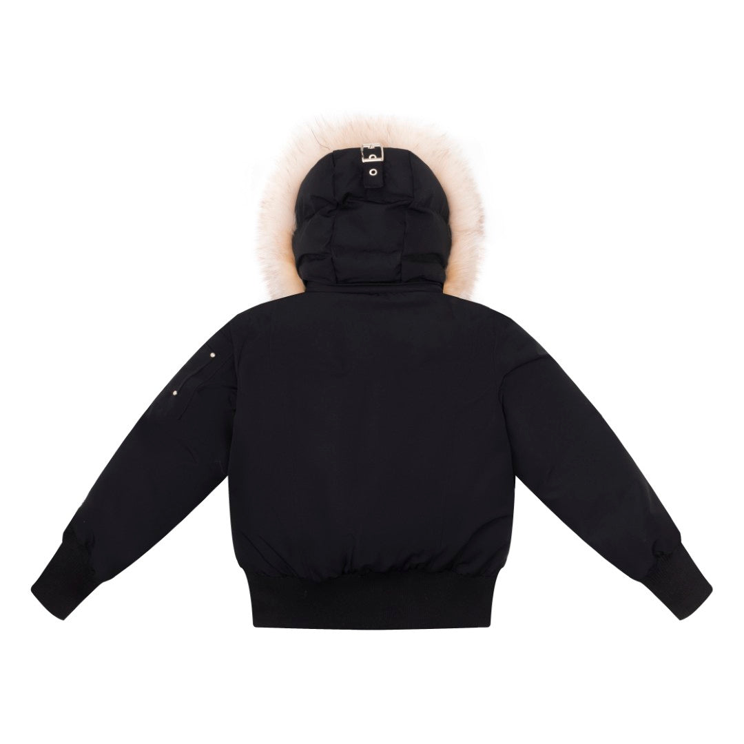 Ellabee Adelle Canvas Black Down Bomber with Pom Poms