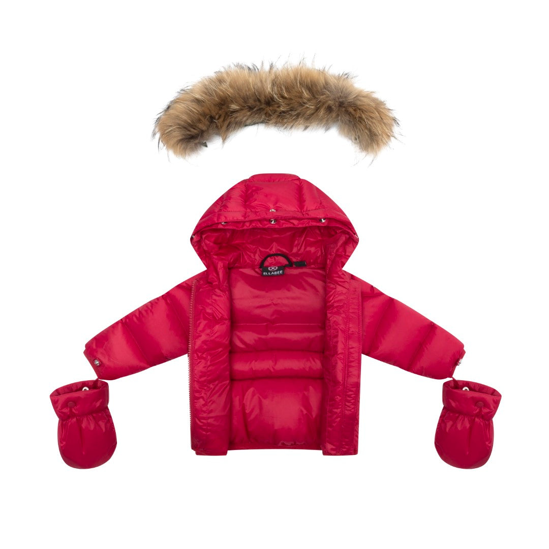 Ellabee Bella Enfant Red Fur Down Jacket