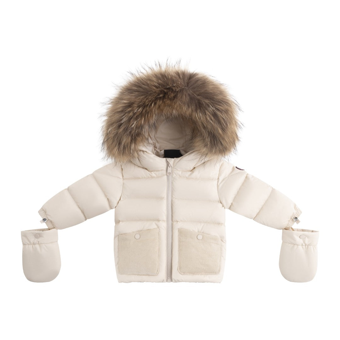 Ellabee Beige/Corduroy Bella Enfant Fur Down Jacket