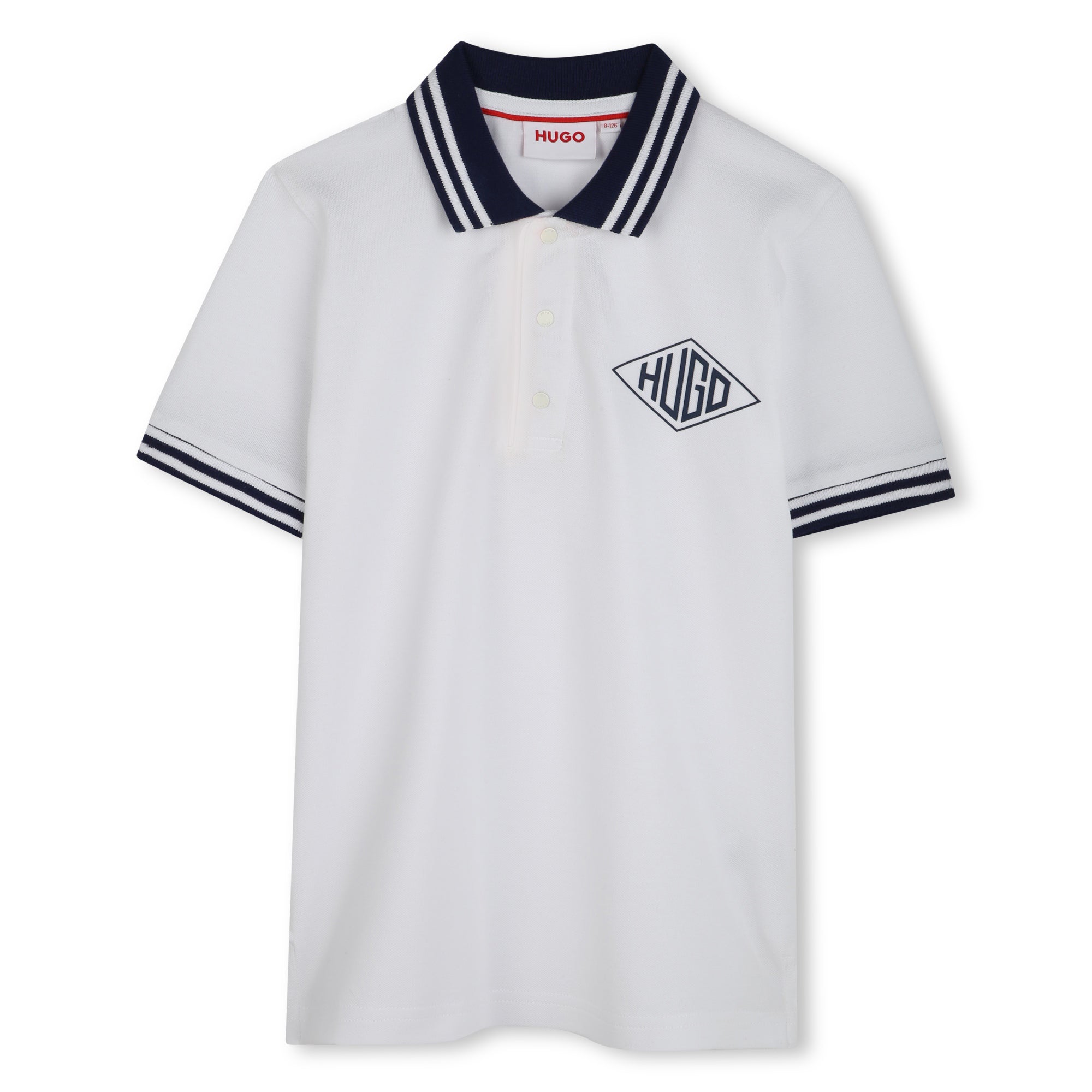 Hugo White Polo With Navy Logo